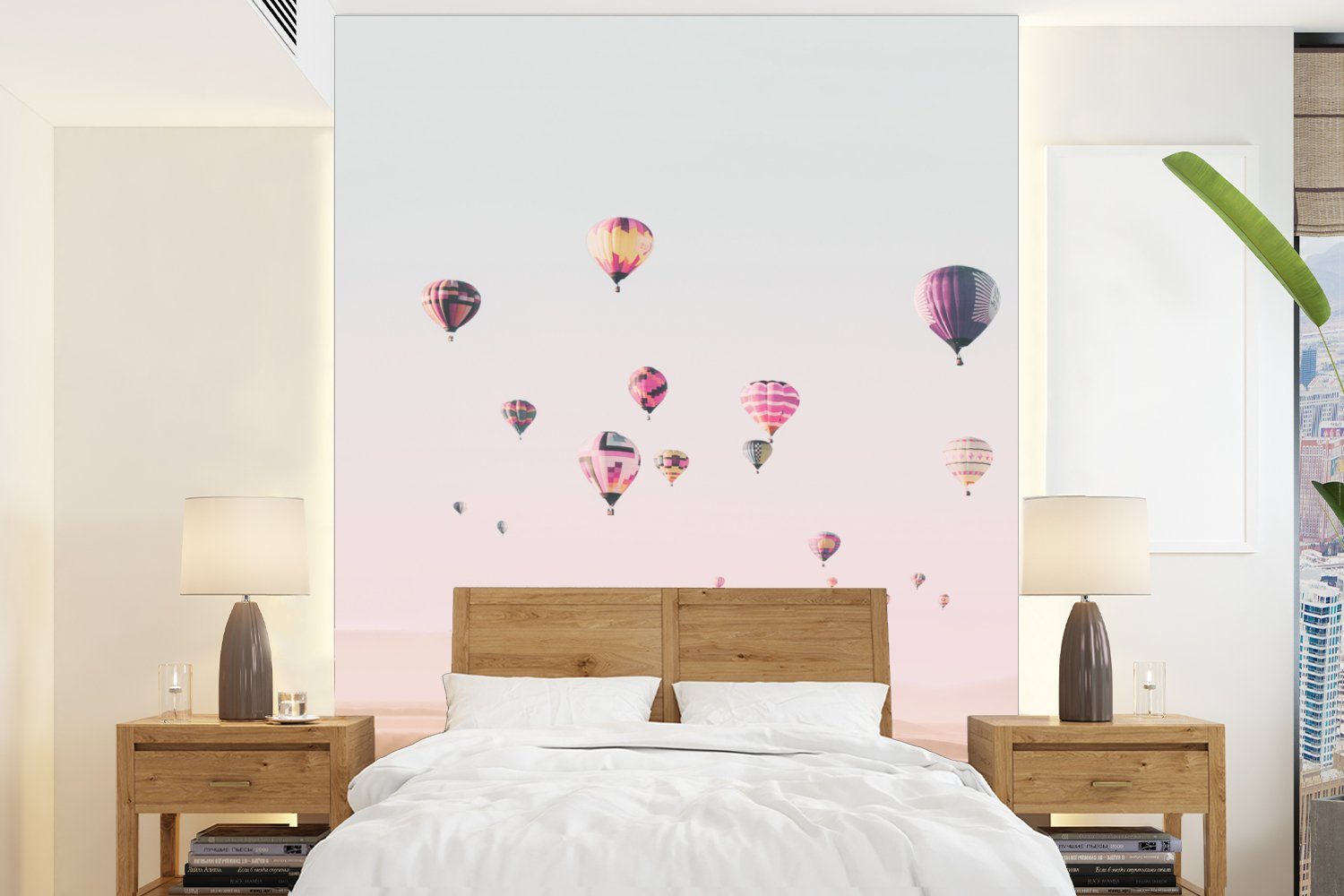 MuchoWow Fototapete Heißluftballon - Wüste - Himmel - Landschaft - Natur, Matt, bedruckt, (4 St), Montagefertig Vinyl Tapete für Wohnzimmer, Wandtapete