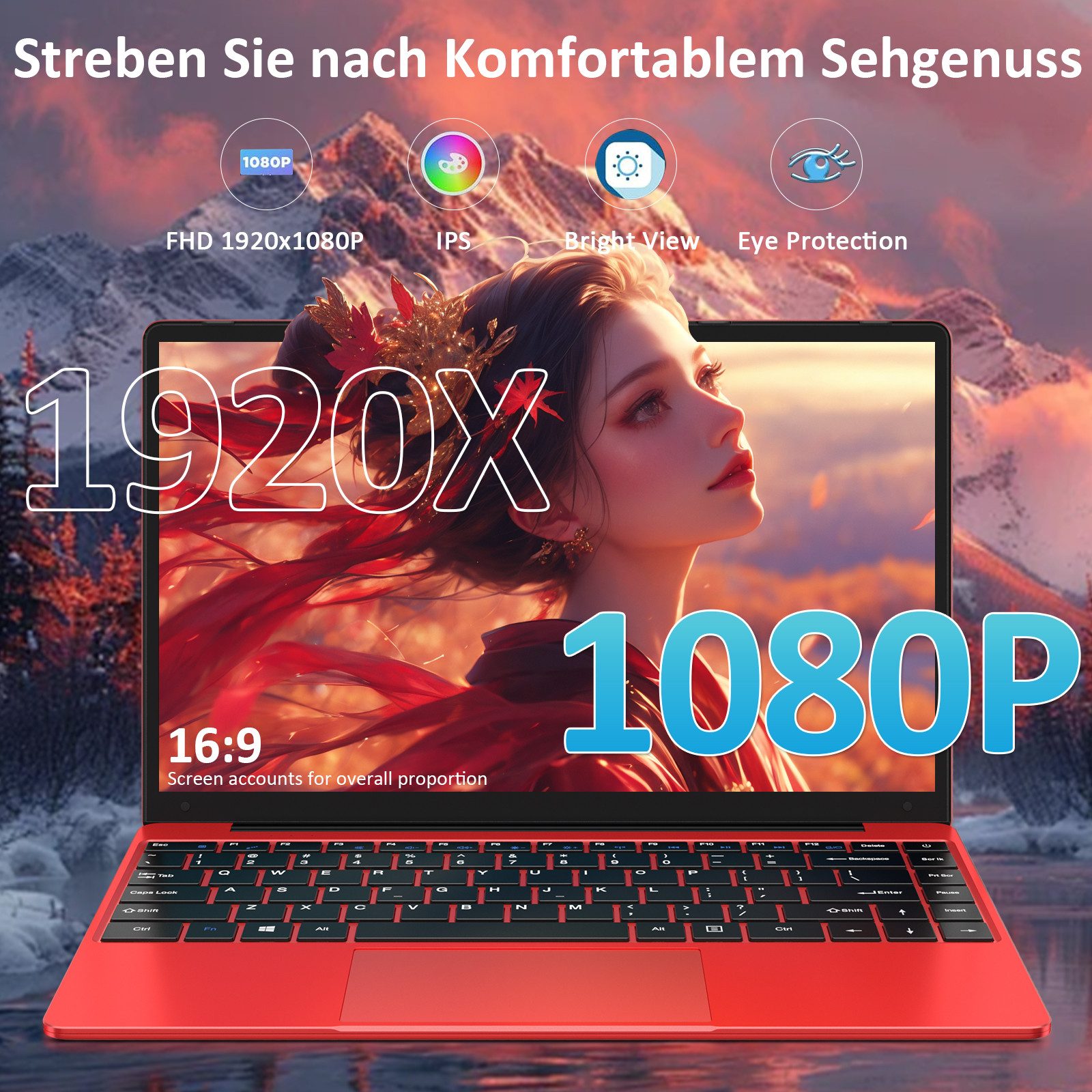 bvate Laptop, 14 Zoll, N4020, 6GB RAM, 128GB/512GB SSD Notebook Notebook (35 cm/14 Zoll, Celeron N4020 N4020 Celeron N4020, Celeron N4020, 6 GB, 128 GB SSD, 180° Drehung/Low Blue Light-Zertifizierung/Deutsche Tastaturaufkleber)