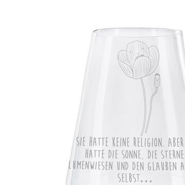 Mr. & Mrs. Panda Weißweinglas Blume Mohnblume - Transparent - Geschenk, Sommer Deko, Geschenk für W, Premium Glas, Alltagstauglich & robust