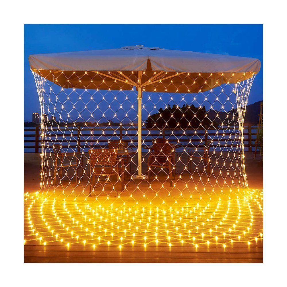 TUABUR LED Dekolicht 200 LED Lichtgitter 3 x 2m LED String Licht warm weiß | Leuchtfiguren