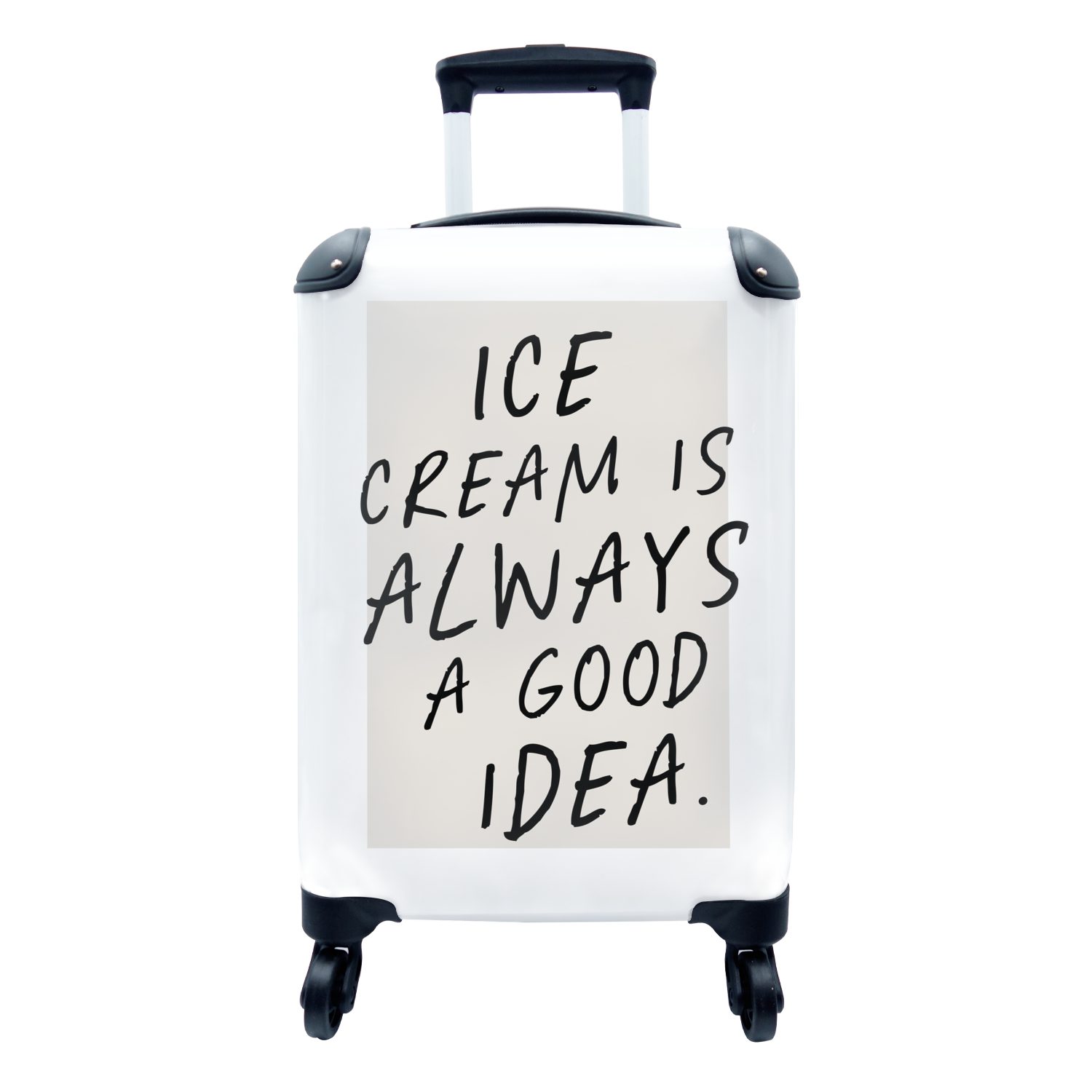 MuchoWow Handgepäckkoffer Sprichwörter - Essen - Eiscreme ist immer eine gute Idee - Zitate, 4 Rollen, Reisetasche mit rollen, Handgepäck für Ferien, Trolley, Reisekoffer