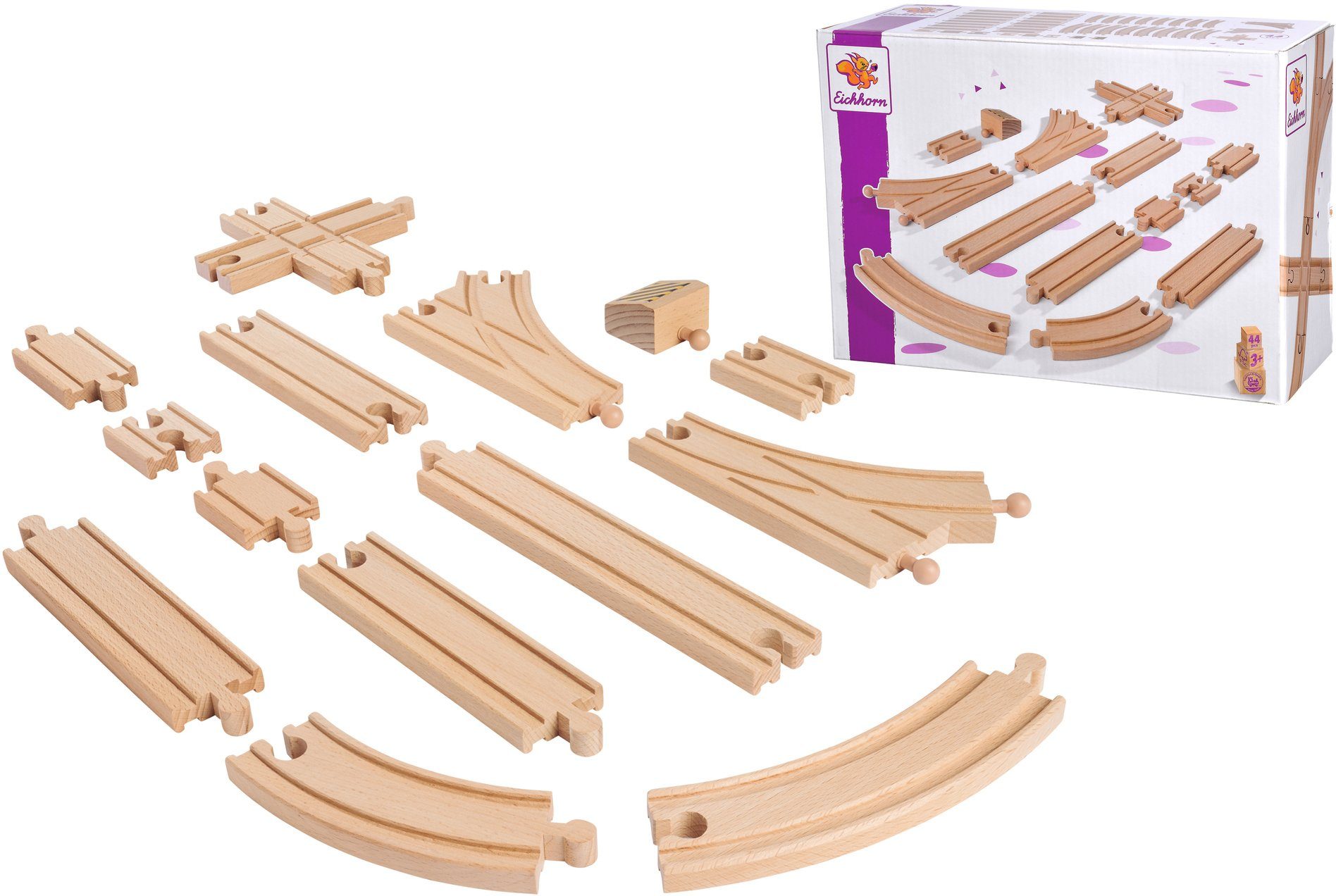 Eichhorn Schienenerweiterungs-Set Holzspielzeug, Großes Schienensortiment, (44-tlg), FSC®- schützt Wald - weltweit