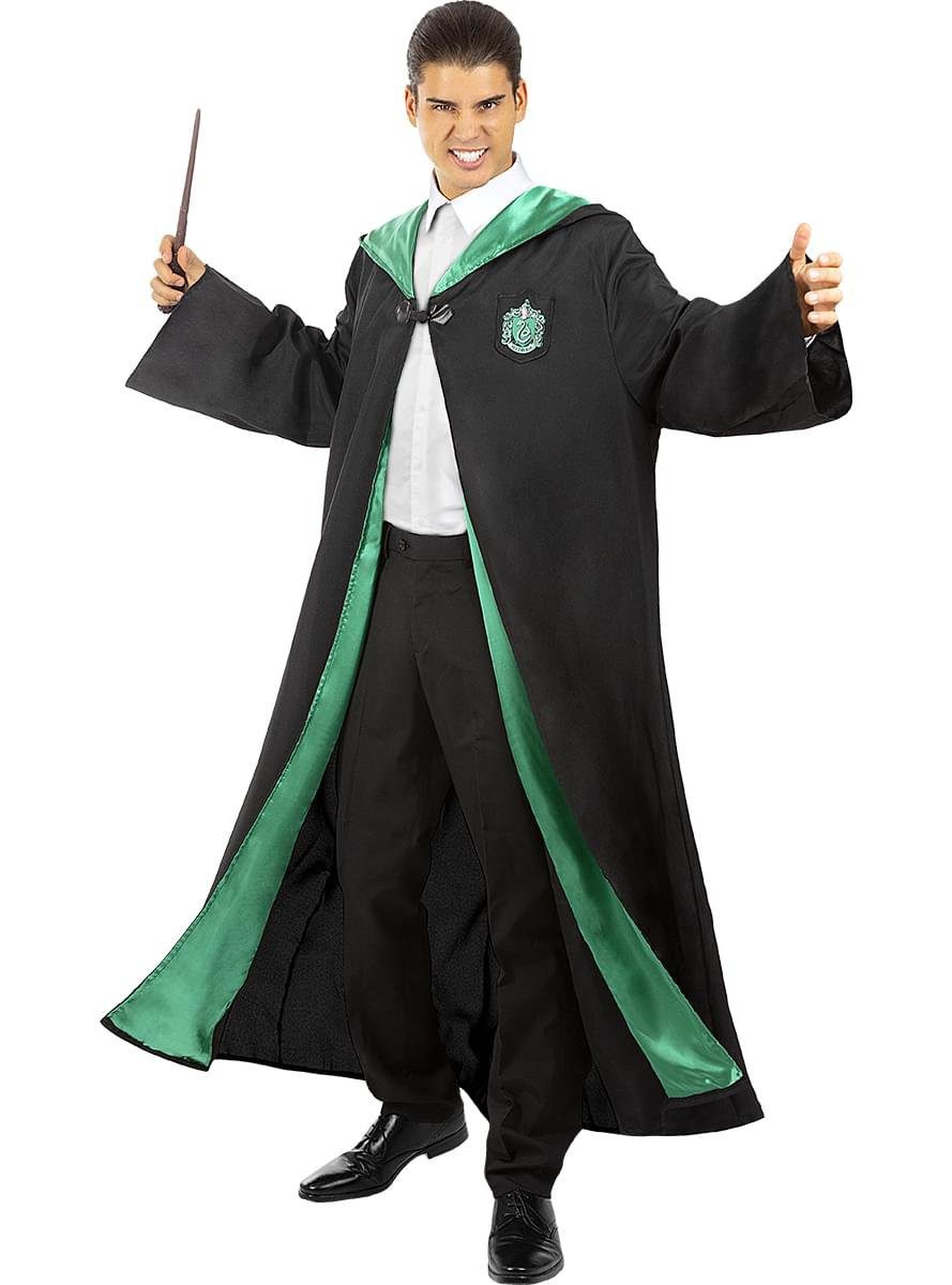 Funidelia Zauberer-Kostüm Harry Potter – Slytherin Umhang, Authentisches Cape für Zauberschüler des Hauses Slytherin
