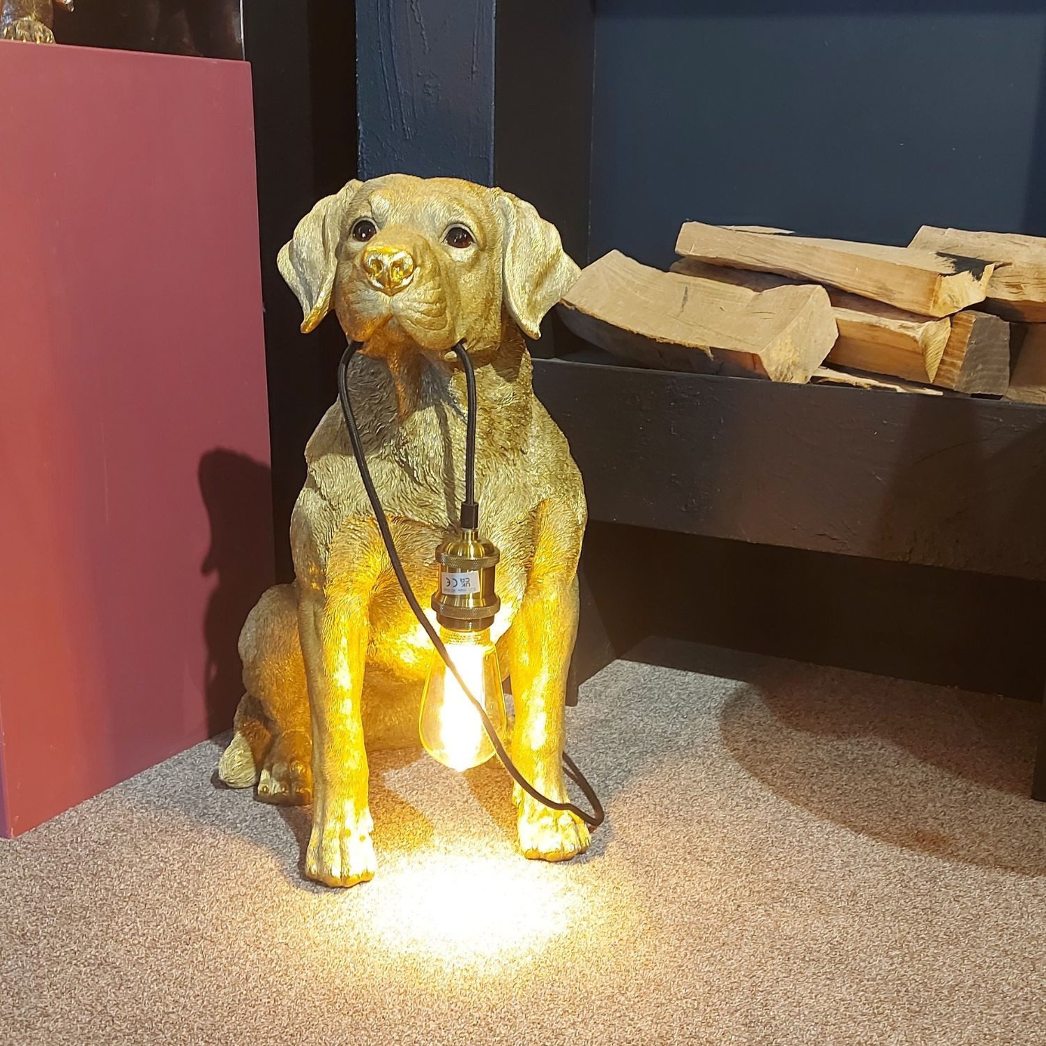 formano Tischleuchte Pop Art Tiere im Anzug, Höhe: 53cm, Farbe: Gold, Motiv: Hund