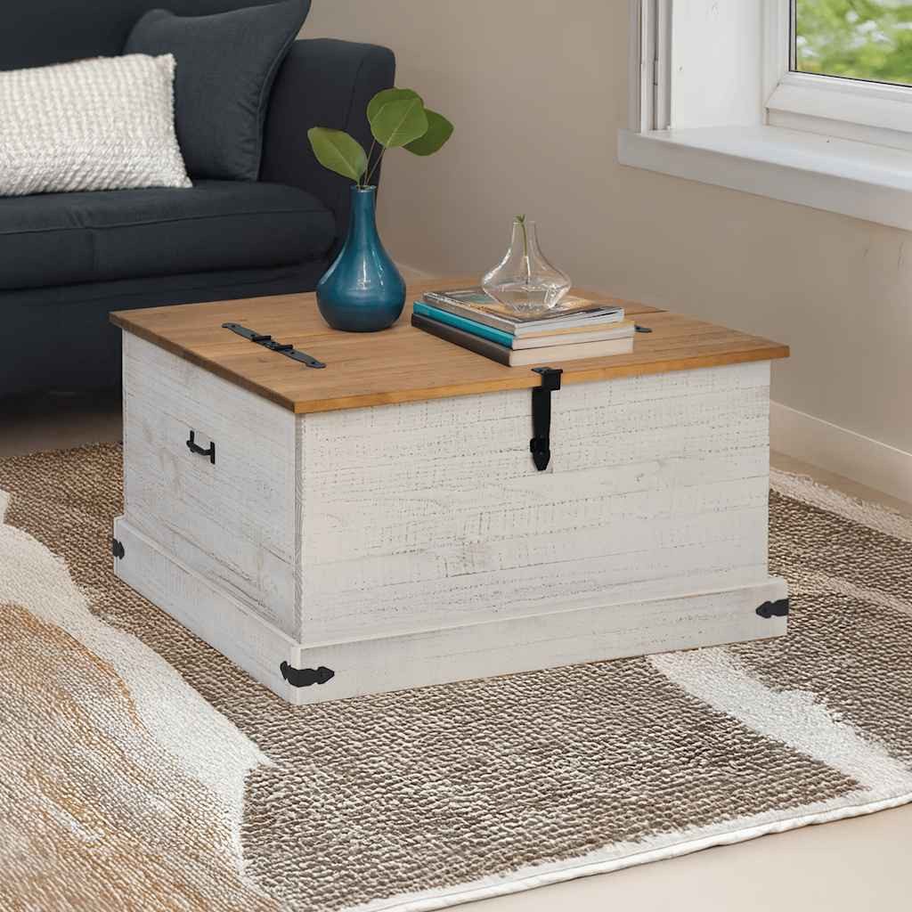 vidaXL Aufbewahrungsbox Truhe HALDEN Weiß 91x91x47 cm Massivholz Kiefer (1 St)