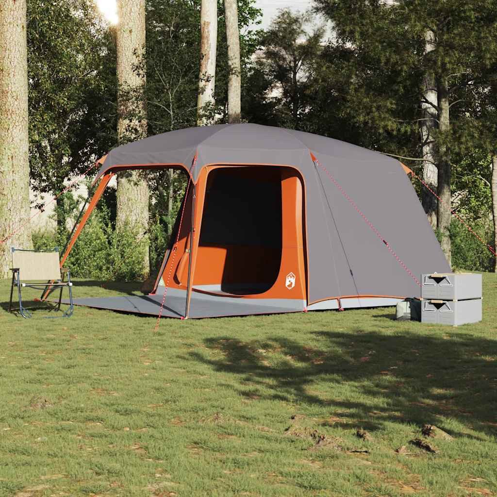 vidaXL Tunnelzelt Campingzelt mit Vorzelt 5 Personen Grau und Orange Wasserdicht, (1 tlg)