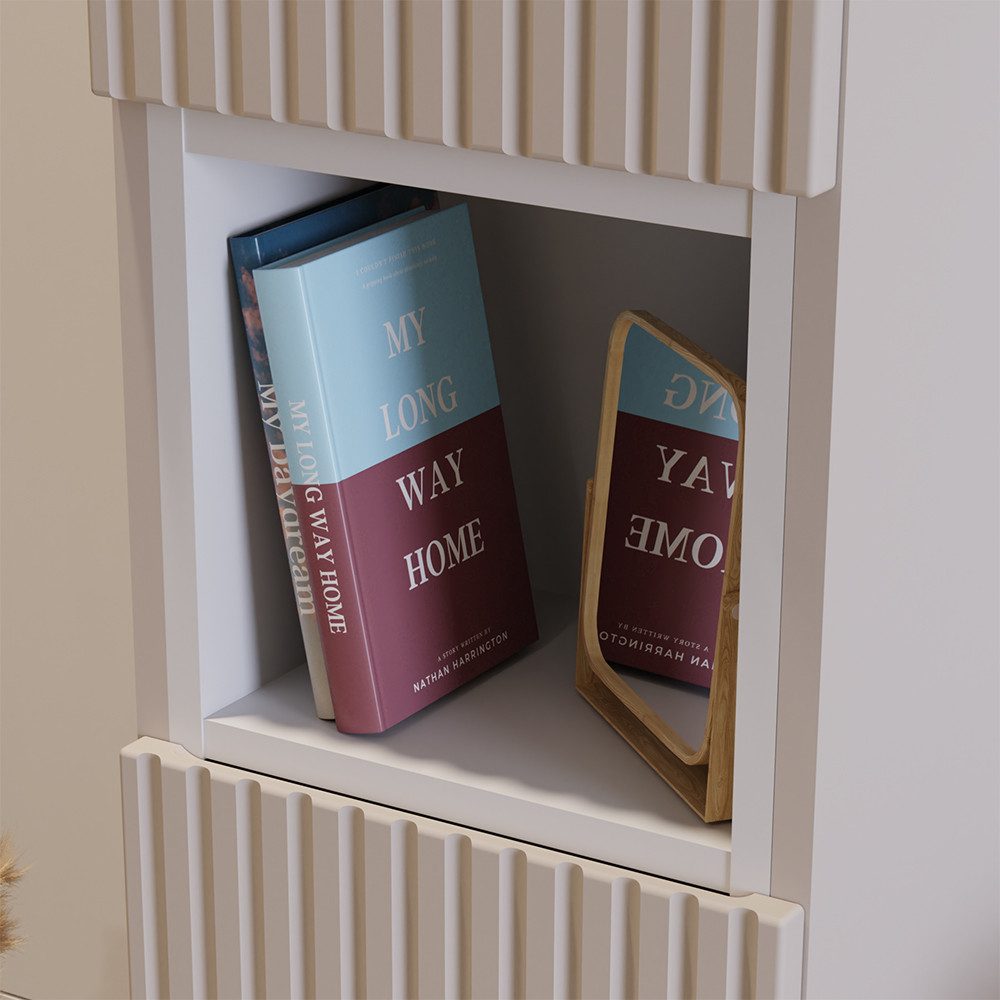 Lomadox Hochschrank NEWPORT-56-CASHMERE Badschrank in kaschmir mit weiß, ge günstig online kaufen