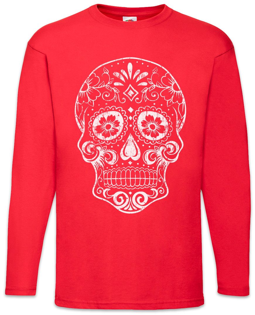 Langarmshirt Mexican Skull V Langarm T-Shirt Schädel Totenschädel Sugar Totenkopf