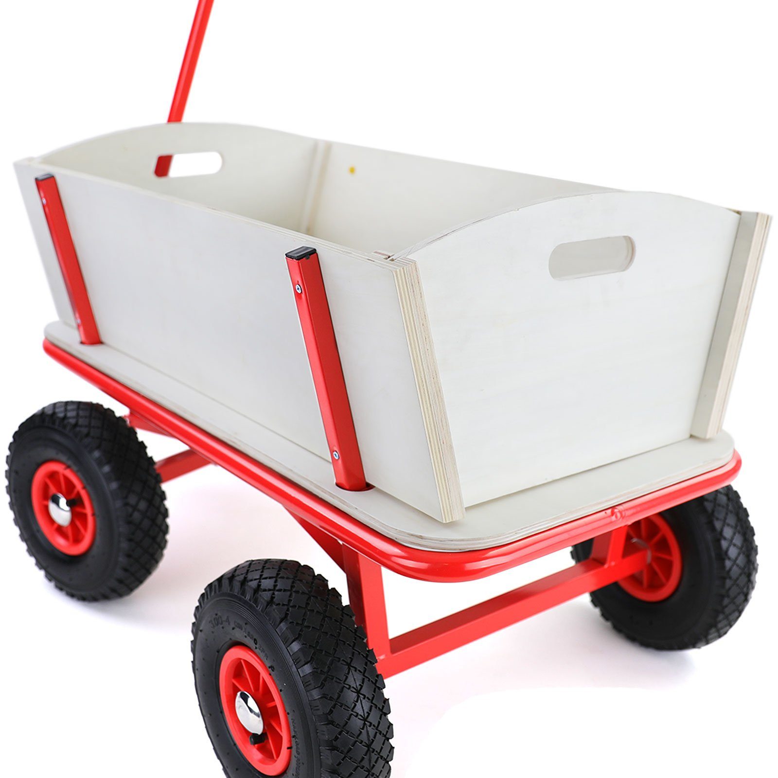 RAMROXX Bollerwagen Bollerwagen Holz Transportwagen Gartenwagen Transportkarre bis 150kg