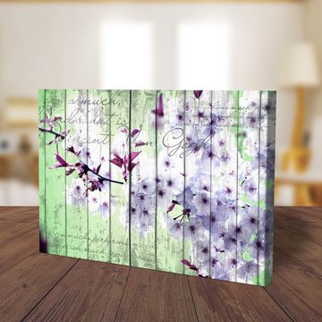 wandmotiv24 Leinwandbild Holz Blüten Zweig, Abstrakt (1 St), Wandbild, Wanddeko, Leinwandbilder in versch. Größen