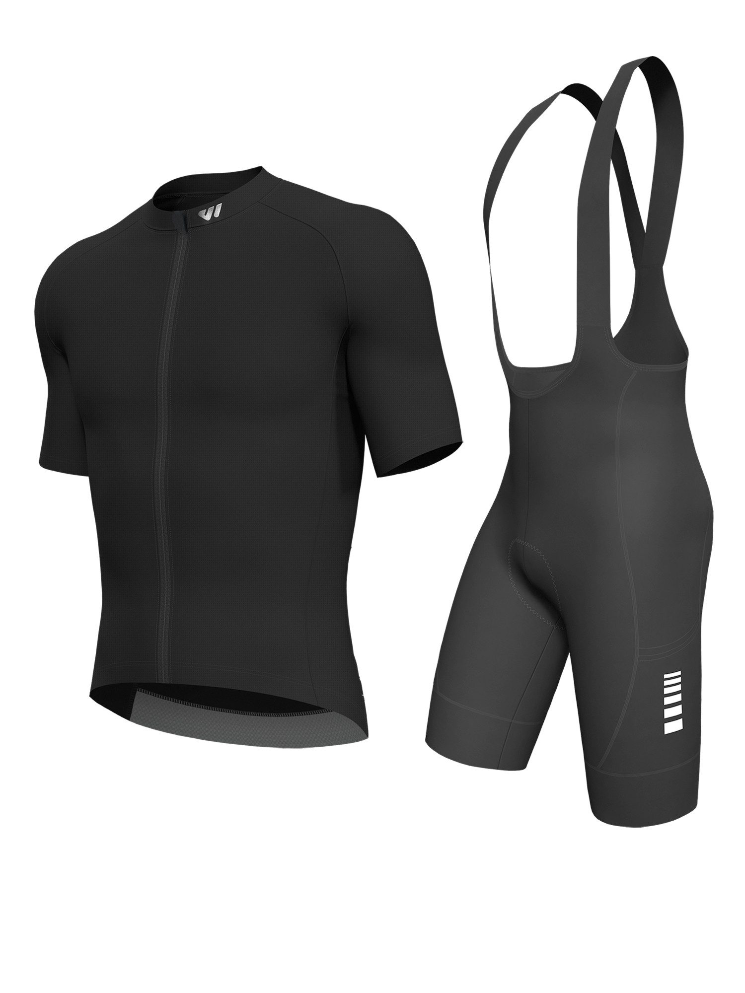Wulibike Radtrikot Herren Fahrradbekleidungsset mit X-Trägern und 6 Cargo-Taschen (2-tlg) Kurzarm Trikot kombiniert mit Träger-Fahrradhose