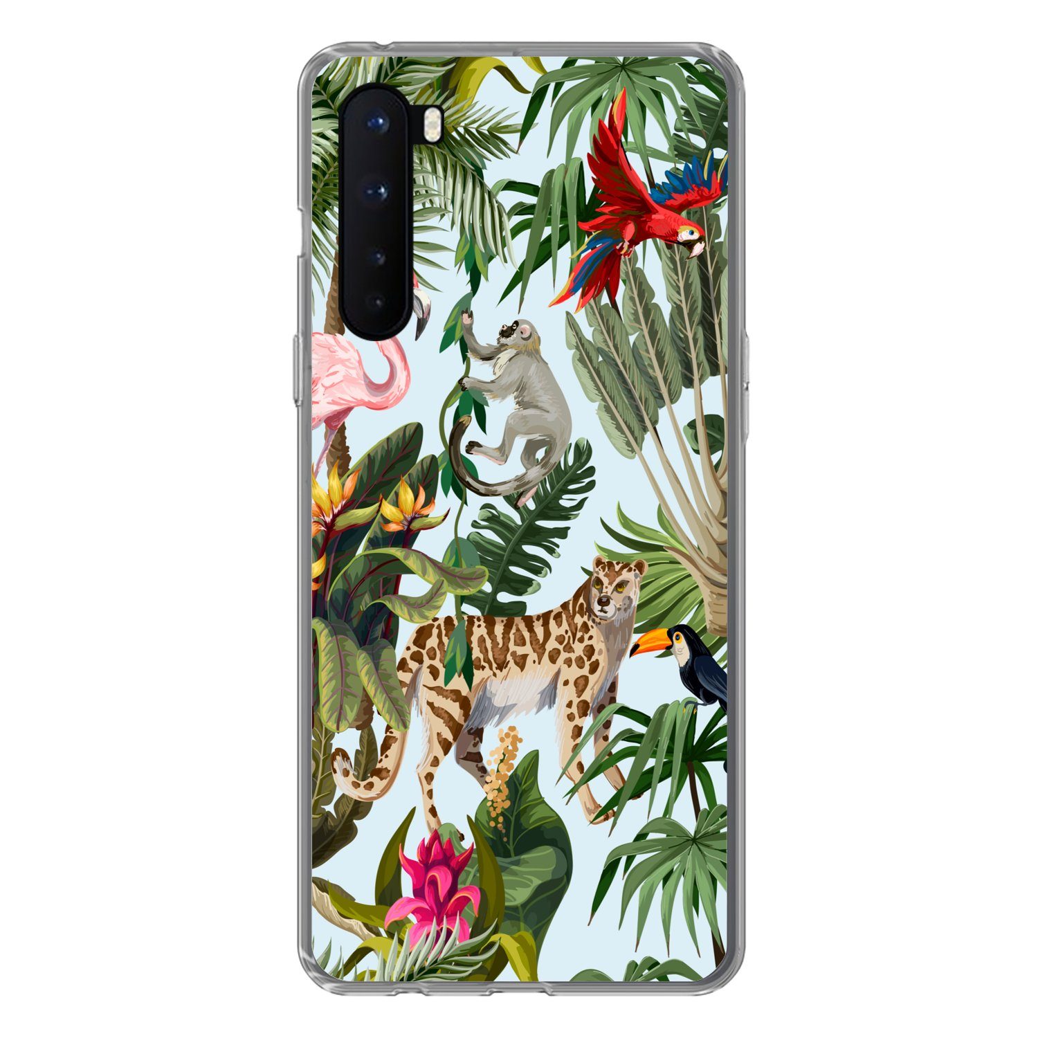 MuchoWow Handyhülle für OnePlus Nord Dschungel - Tiere - Mädchen - Kinder - Jungen - Flami, Phone Case, Silikon, Schutzhülle Dünn