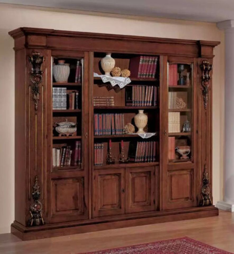 JVmoebel Bücherregal Großes Braunes Bücherregal Luxus Vitrine Holzschrank, Made in Italy