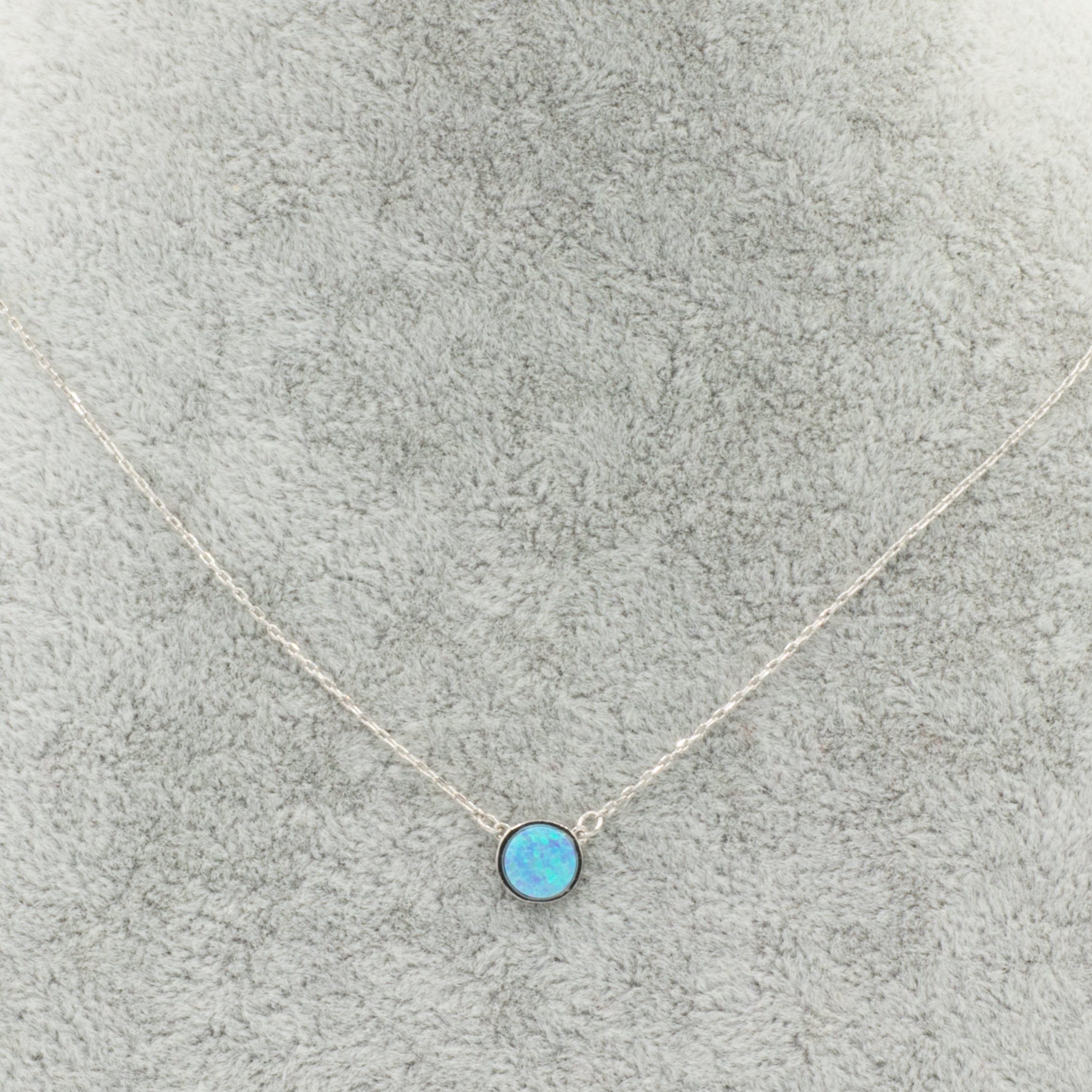 Kette mit Anhänger Kette mit Opal Anhänger blau, 925 Silber, mit synthetischem Opal – Bild 2 von 2