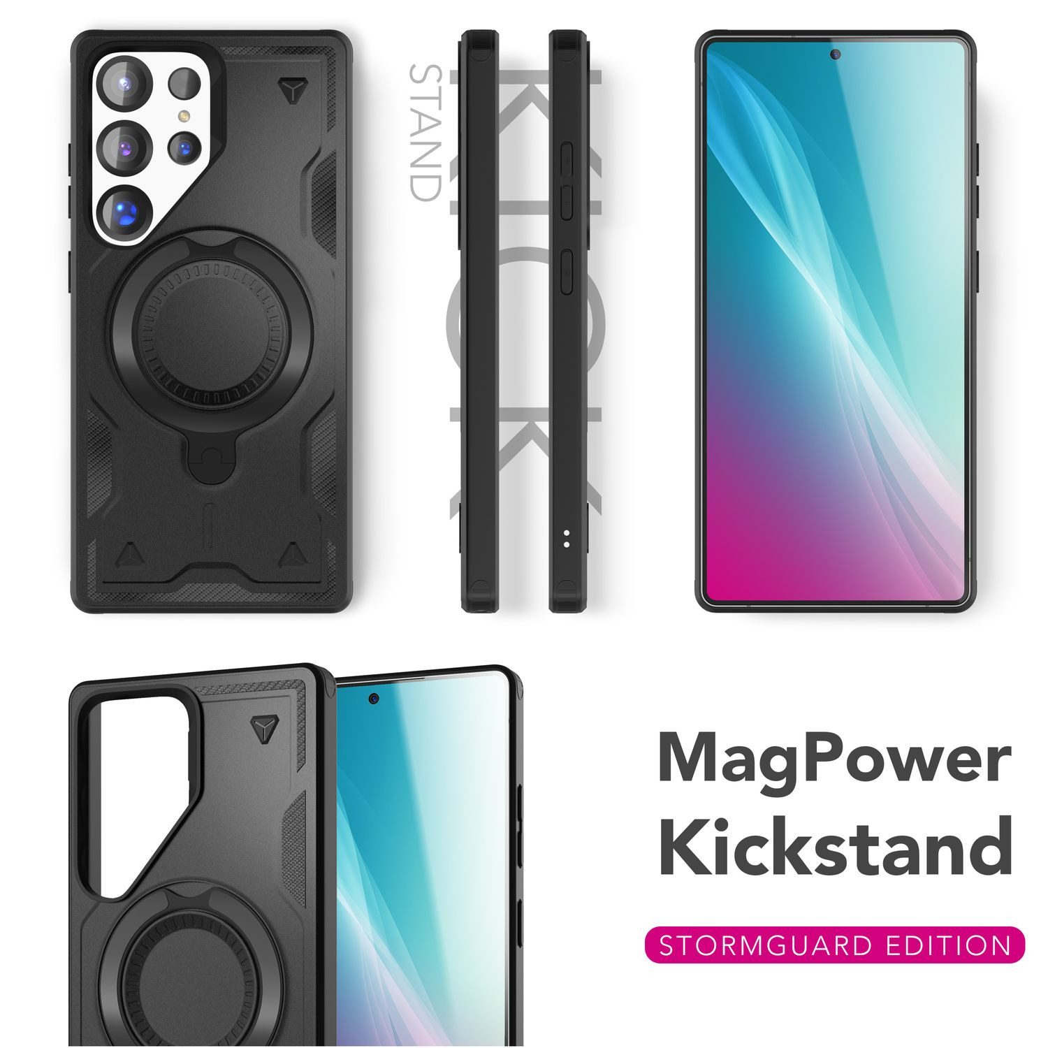 Nalia Smartphone-Hülle Samsung Galaxy S25 Ultra 17,5 cm (6,9 Zoll), Stormguard / Armor Ringhülle mit MagSafe / Stoßfeste Harte Panzerhülle