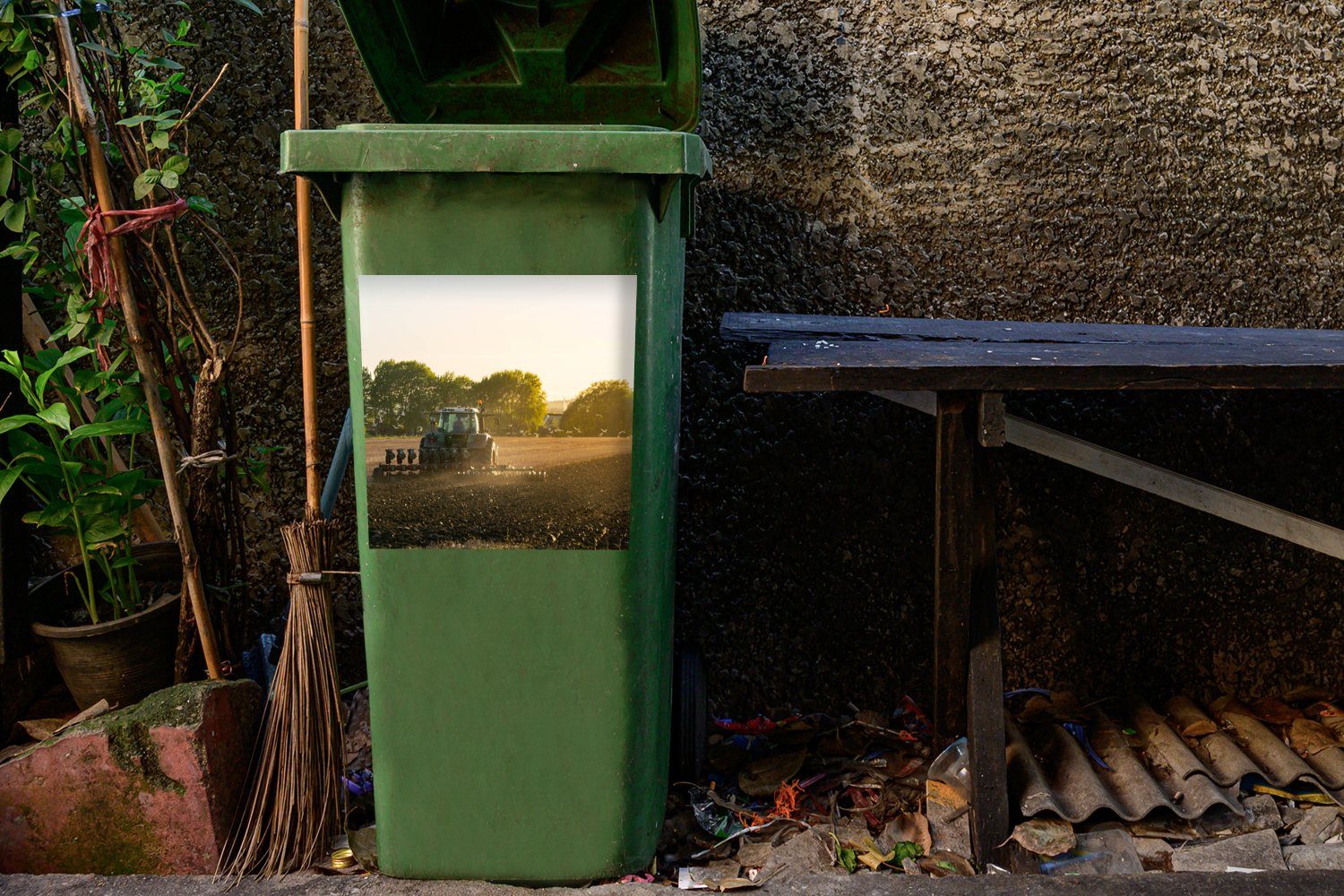 Mülltonne, St), Land - MuchoWow (1 Mülleimer-aufkleber, - Vogel Traktor Wandsticker Container, Abfalbehälter Sticker,