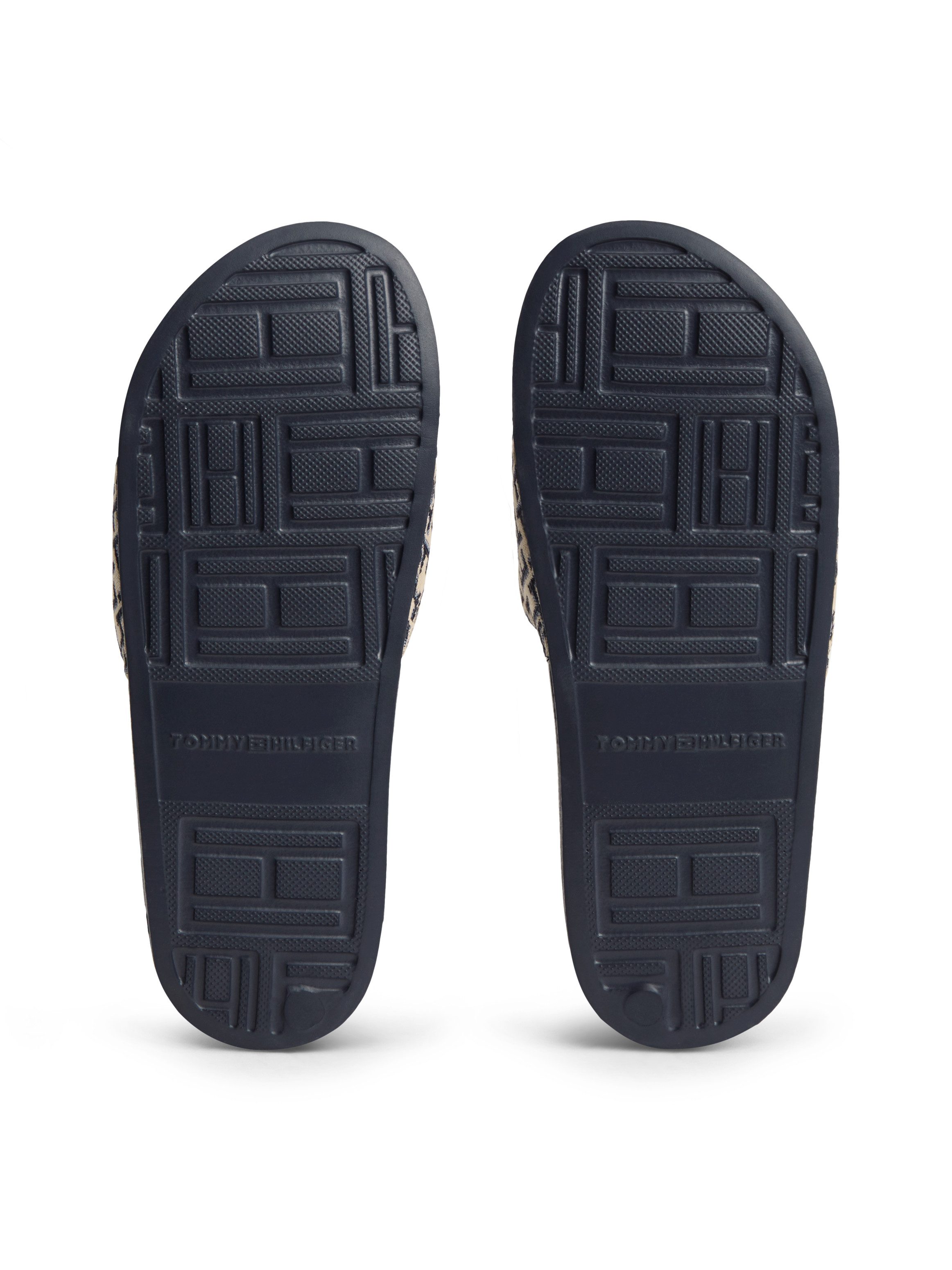 Tommy Hilfiger TH MONOGRAM POOL SLIDE Pantolette Sommerschuh, Strandschuh mit logobedruckter Bandage