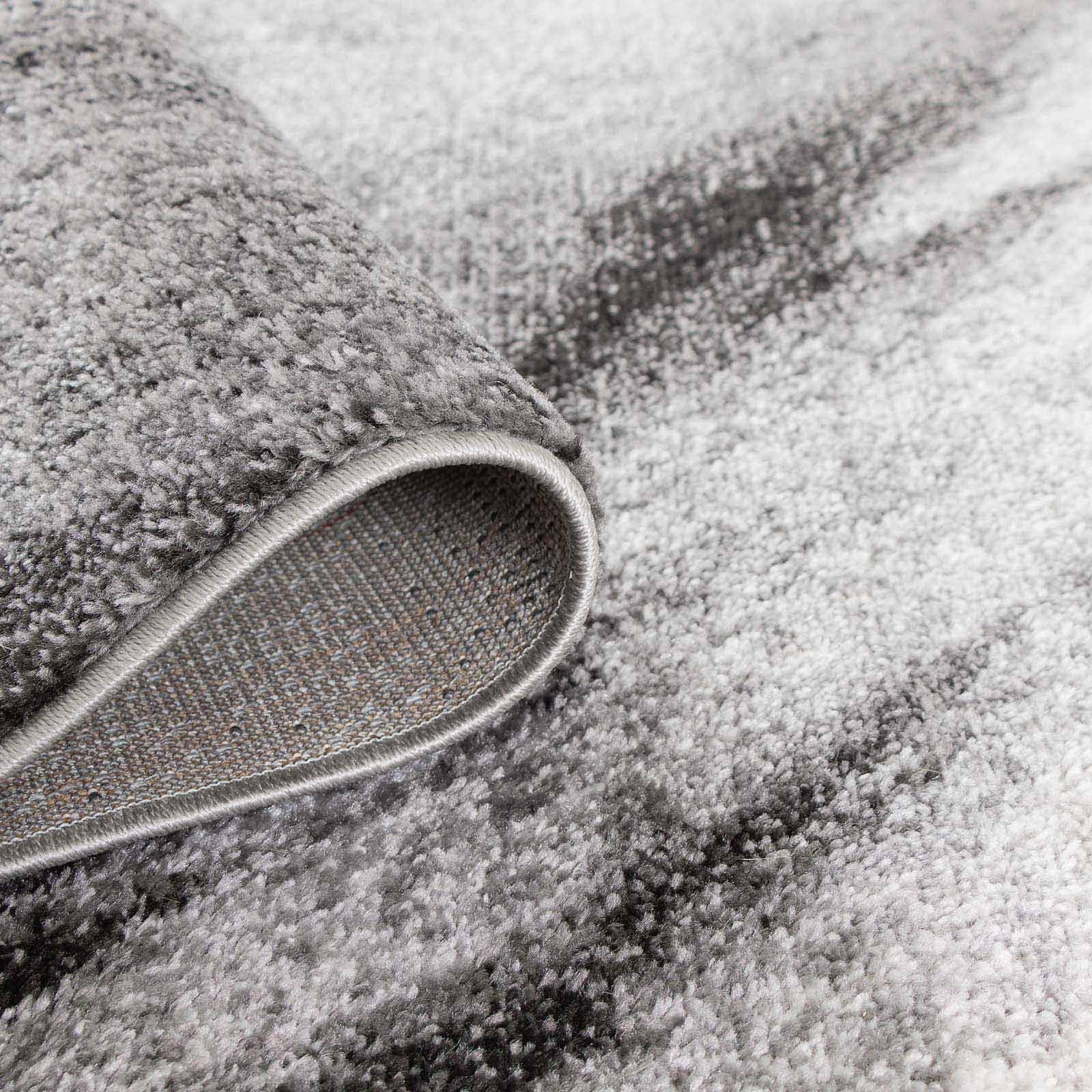 TaraCarpet Teppich Moderner Designerteppich TC-Fashion 6116 Circle in grau, blau, beige, rechteckig, Höhe: 12 mm, Kurzflor Kreise grau Wohnzimmer Schlafzimmer Kinderzimmer 080x140 cm