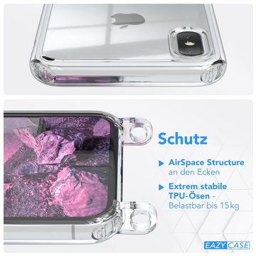 EAZY CASE Handykette Hülle mit Kette für Apple iPhone X / XS 5,8 Zoll, Umhängetasche für Handy Silikonhülle Handyhülle durchsichtig Violett