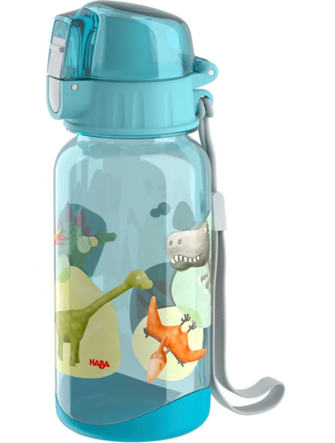 Haba Trinkflasche Trinkflasche Dinos Dinosaurier Schule 400 ml Tritan-Kunststoff, mit Clipverschluss