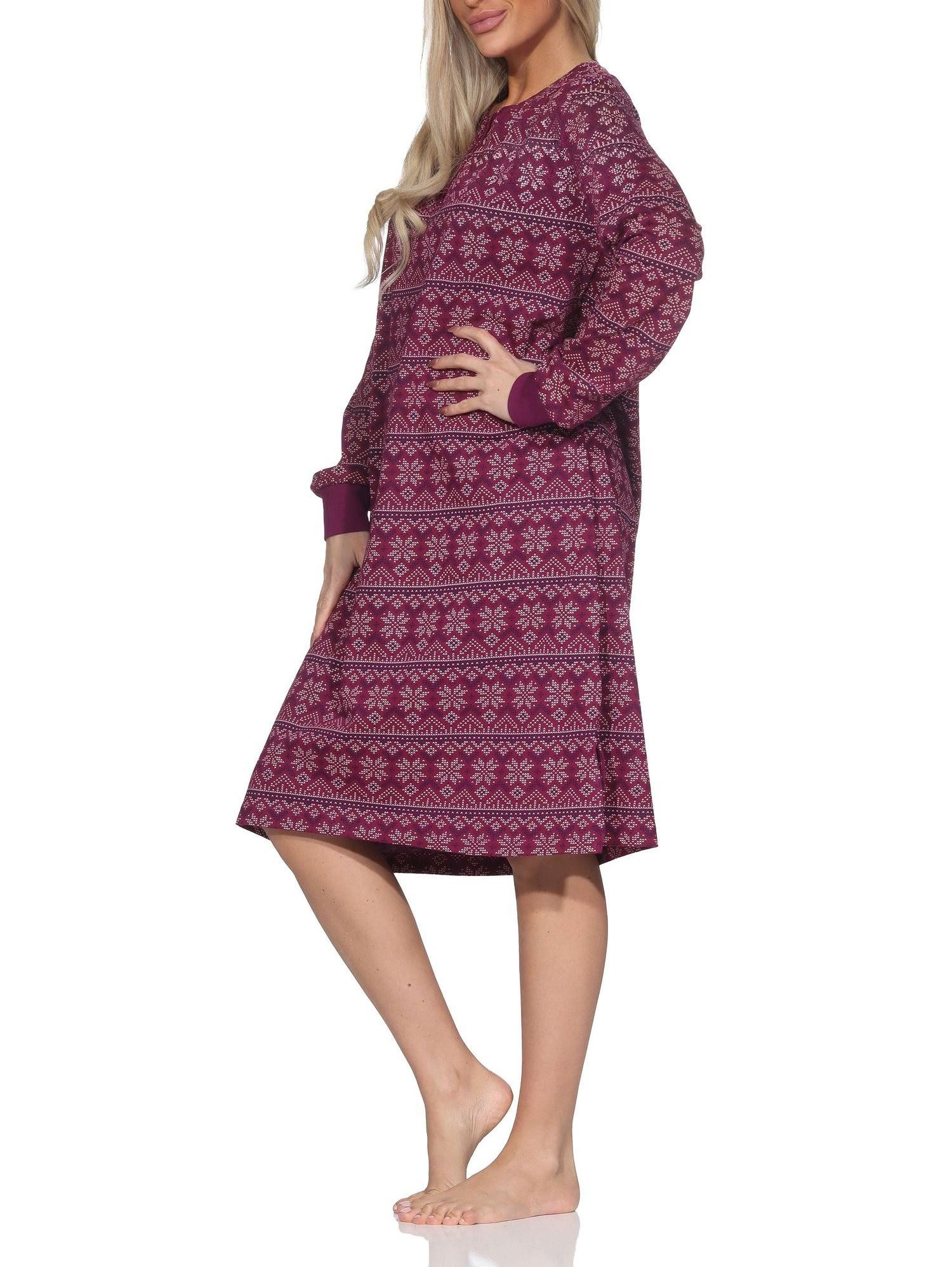 Normann Nachthemd Damen Nachthemd langarm mit Bündchen + Ethnolook - auch in Übergrößen – Bild 2 von 5