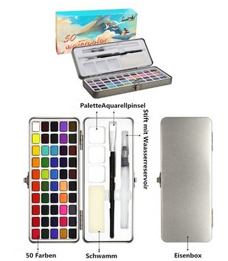XDeer Lackmarker Aquarellfarben Set - Aquarell Malkasten Inklusive 50/72/90 Farbe, Watercolor Set,mit Pinsel,Wasserfarben Malen für Anfänger