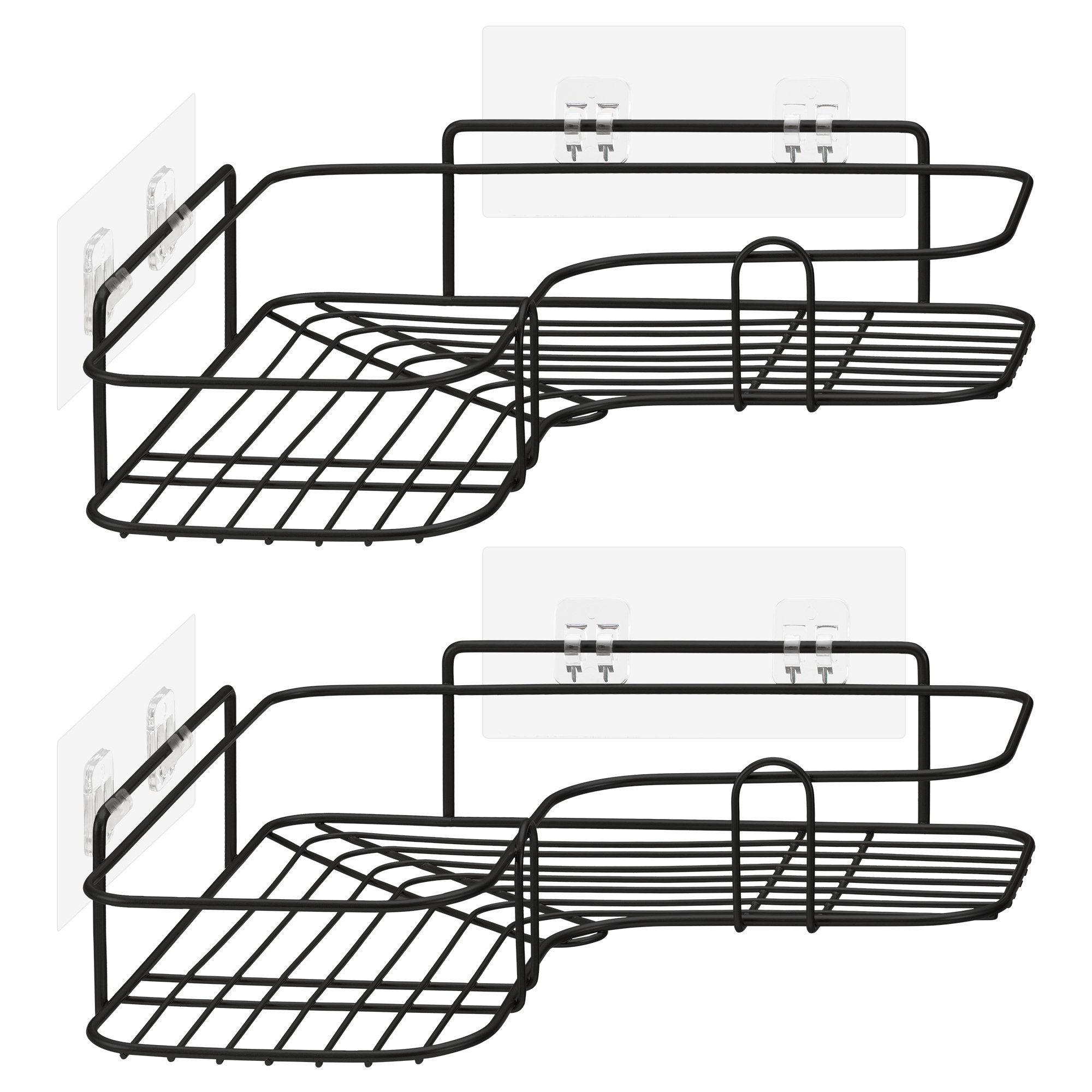 Navaris Duschablage 2x Duschablage ohne Bohren - Bad Duschregal Eckregal 2er Set Schwarz