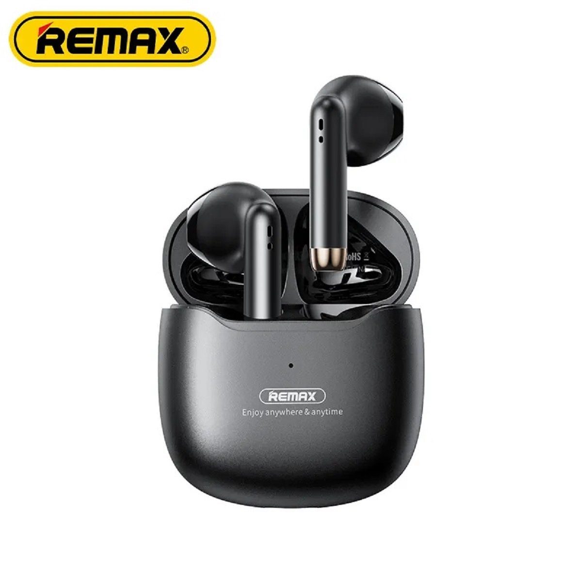 Remax TWS-19 5.3 Kopfhörer mit Ladecase für Smartphone (Schwarz) Bluetooth-Kopfhörer (Bluetooth, Touch Control, Wireless, Bluetooth, Stereo-Musik, Musikspiel dauer: 5h, Funktion: Für Video Spiel,Für Handy,Hifi Kopfhörer,Sport, Vocalism Prinzip: Dynamische, Wireless)
