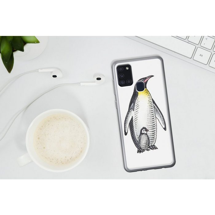MuchoWow Handyhülle Pinguin - Tiere - Aquarell Handyhülle Samsung Galaxy A21s Smartphone-Bumper Print Handy AR12358