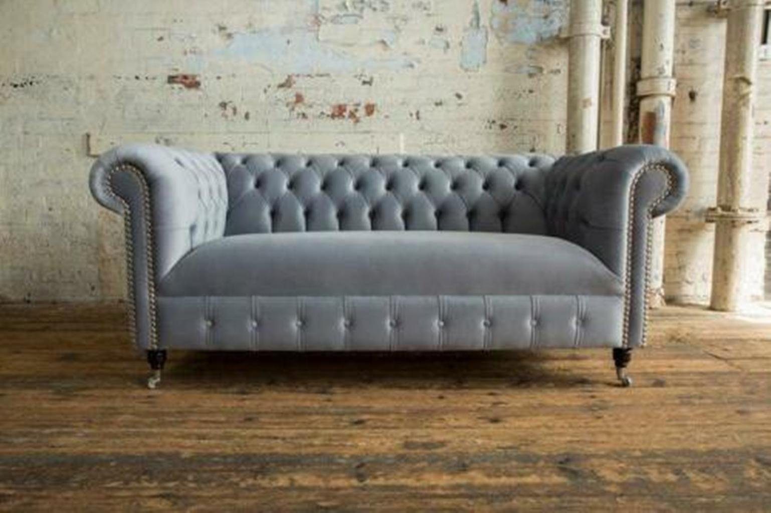 Samt Cheserfield Sofa Stoff Designer Couch Couchen 2 Chesterfield-Sofa, JVmoebel Sitzer Textil