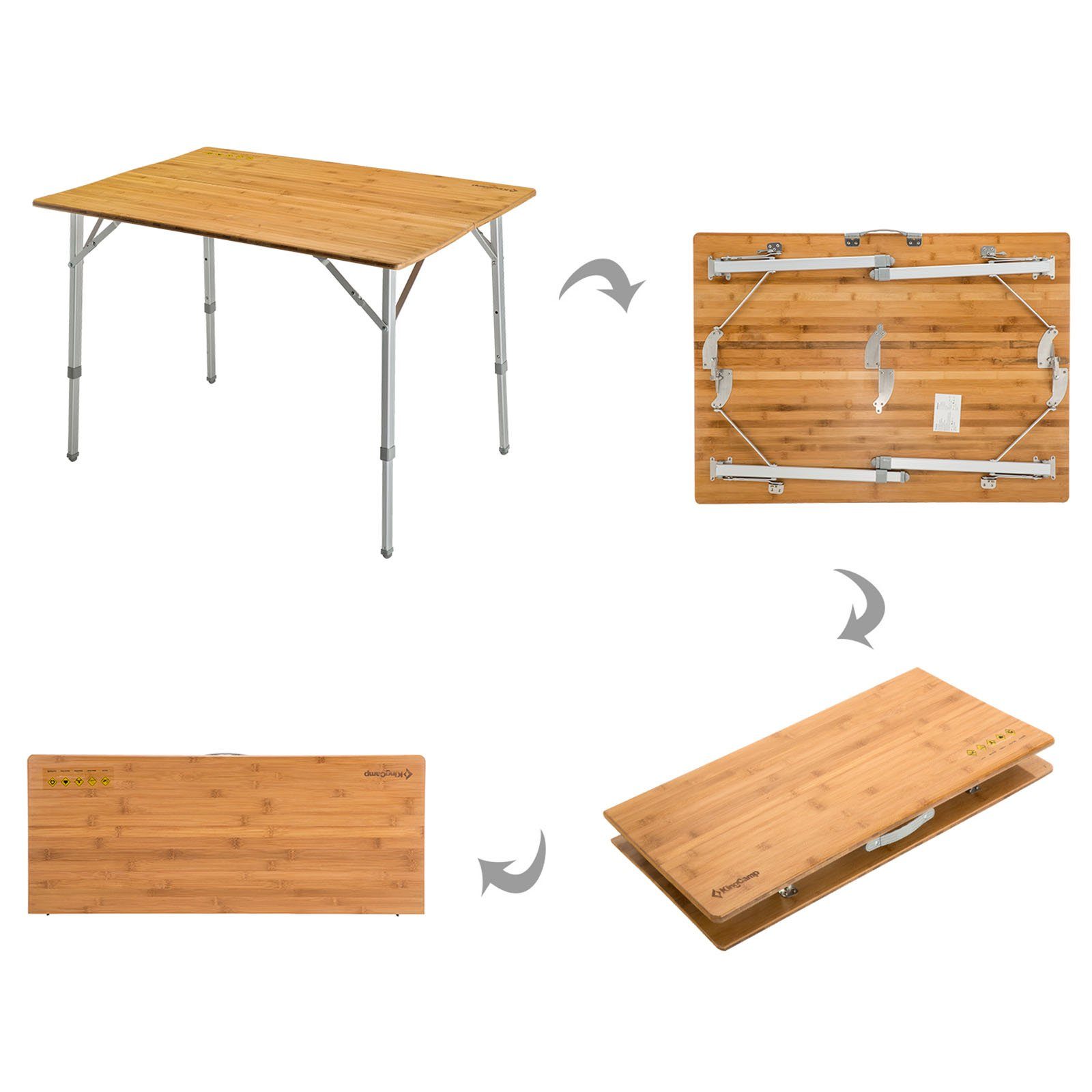 KingCamp Campingtisch Bambus Camping Falt Tisch Garten, Klapptisch Alu