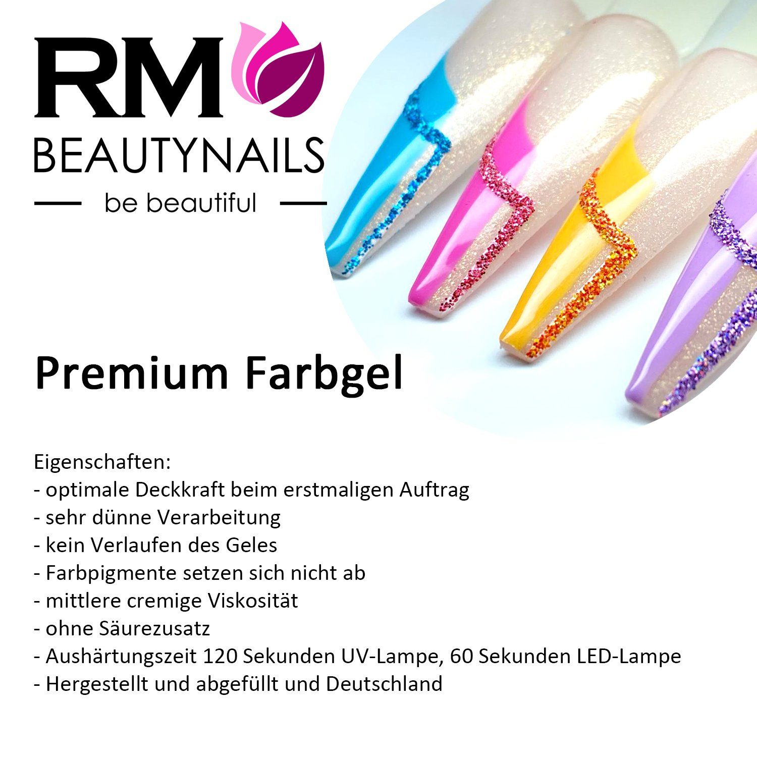 RM Beautynails UV-Gel Ledgel 5ml 5 x Set UV-Gel Rot Set Farbgel Nagelgel