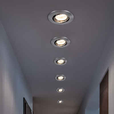 etc-shop LED Einbaustrahler, Leuchtmittel inklusive, Warmweiß, 6x LED Decken Einbau Leuchten nickel Strahler Flur Wohn Schlaf