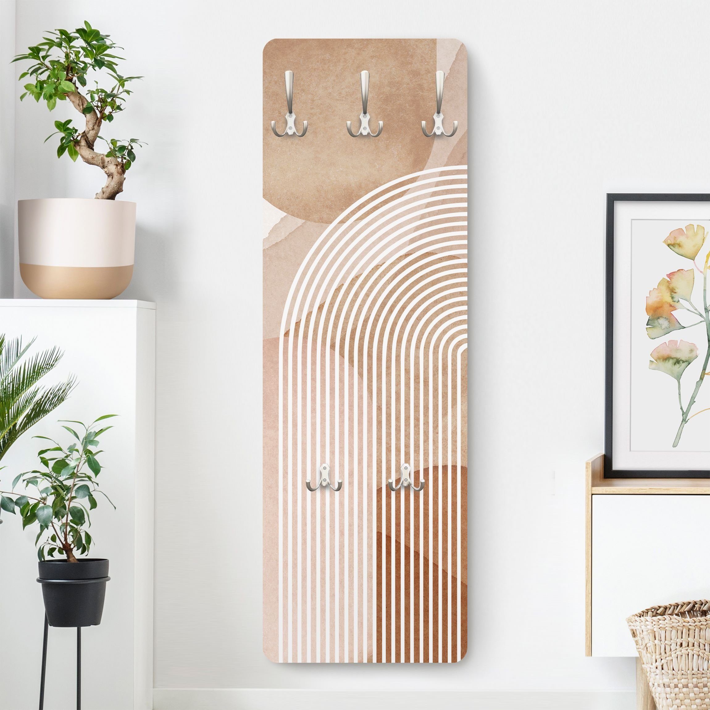 Bilderdepot24 Garderobenpaneel beige Aquarell Kunst Geometrische Formen - R günstig online kaufen