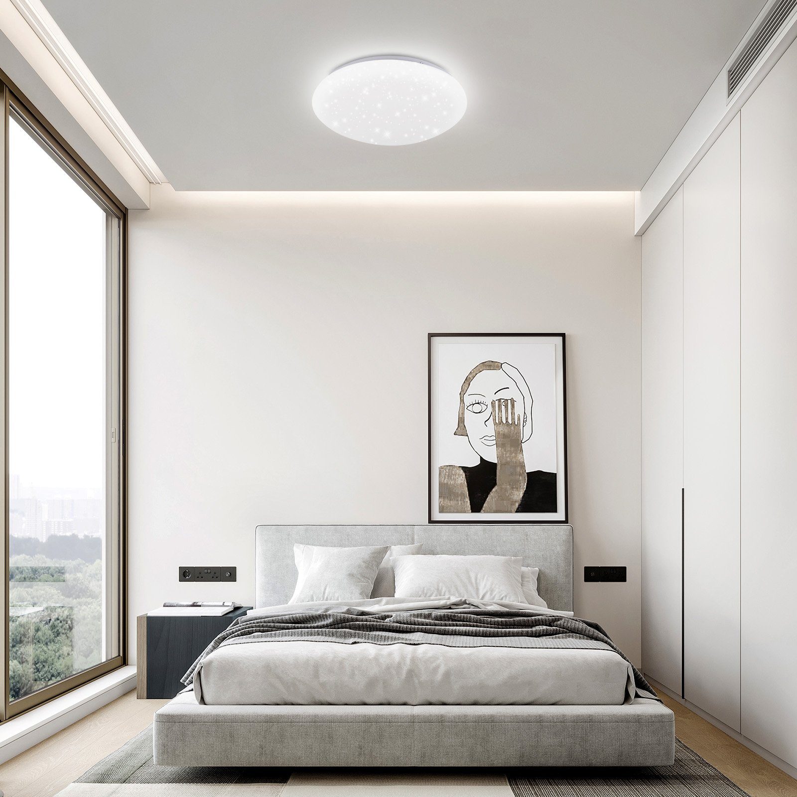 ZMH LED Deckenleuchte Ø25cm Schlafzimmerlampe Sternenhimmel 12W Schlafzimmer, Nicht dimmbar, LED fest integriert, 6000k, Rund Kinderzimmerlampe für Küche Büro – Bild 3 von 5