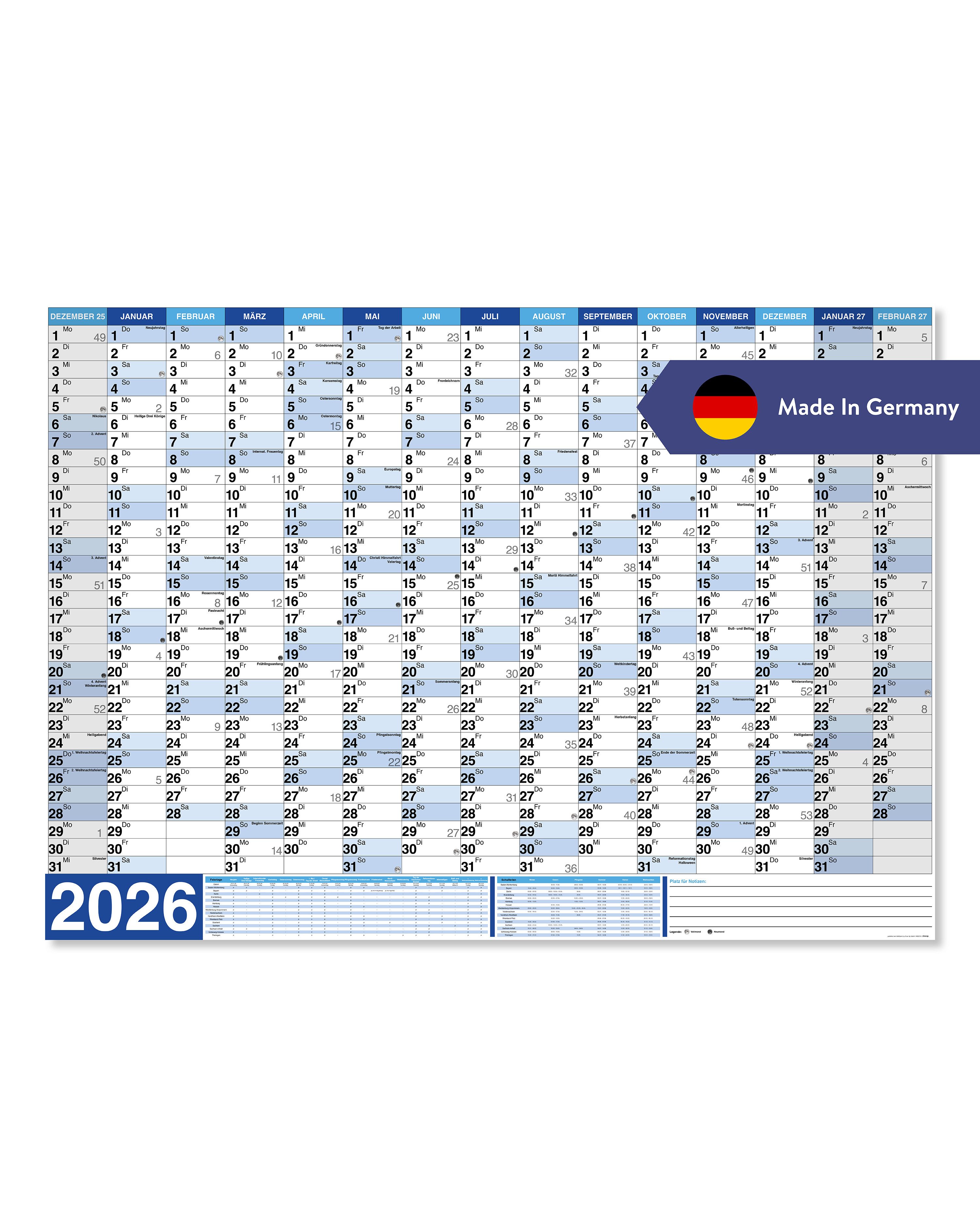 Close Up Poster Wandkalender XXL Poster 2026 Papier 250 gr. / matt 140 x 100