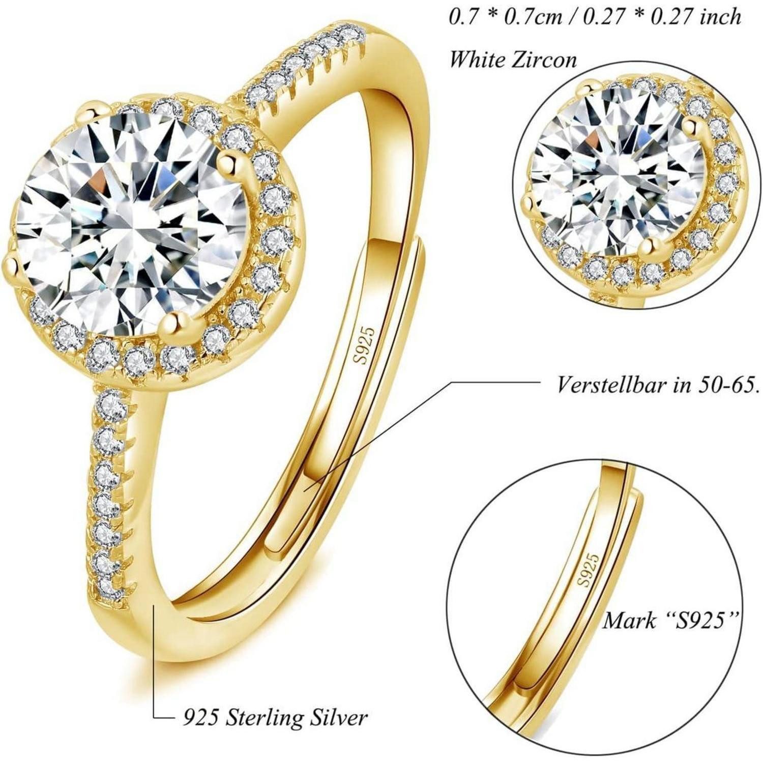 Josfeva Verlobungsring Silber Damenringe 925 Sterling Trauringe Hochzeitsringe mit Zirkonia
