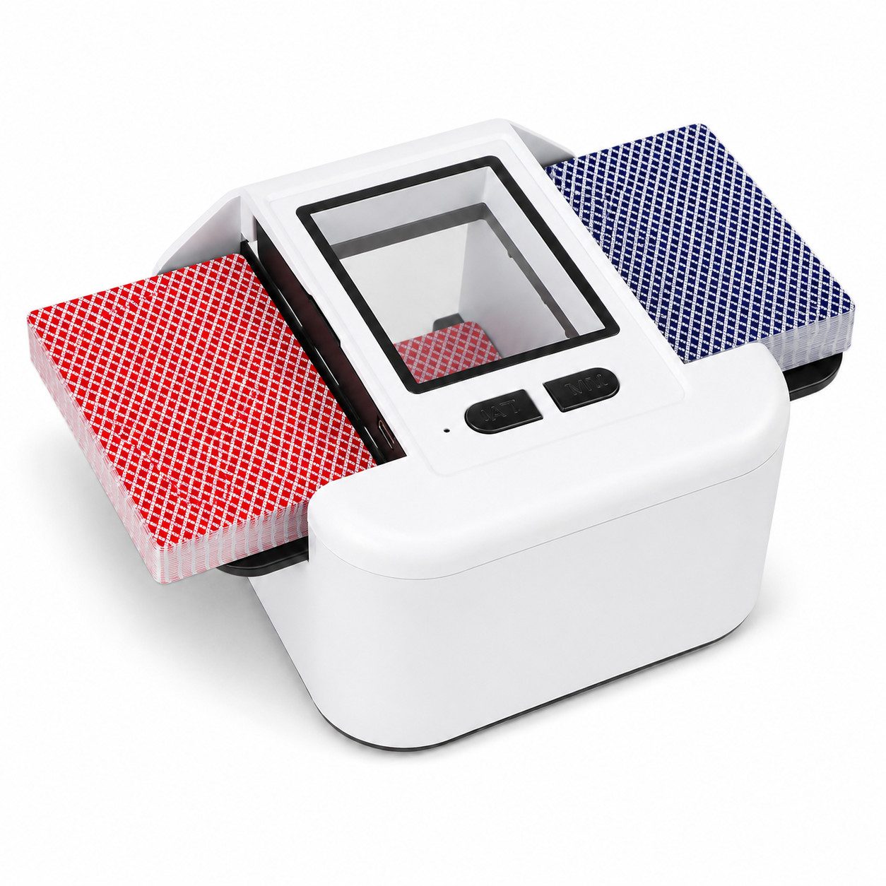 Tekoo Spiel Kartenmischmaschine elektrisch 2 Decks Akku Leise für Poker & UNO, Poker, Skat, Rommé, Blackjack, Mau-Mau, Uno, Canasta, Elektrisch & Automatisch, Für 2 Kartendecks, Leiser Betrieb