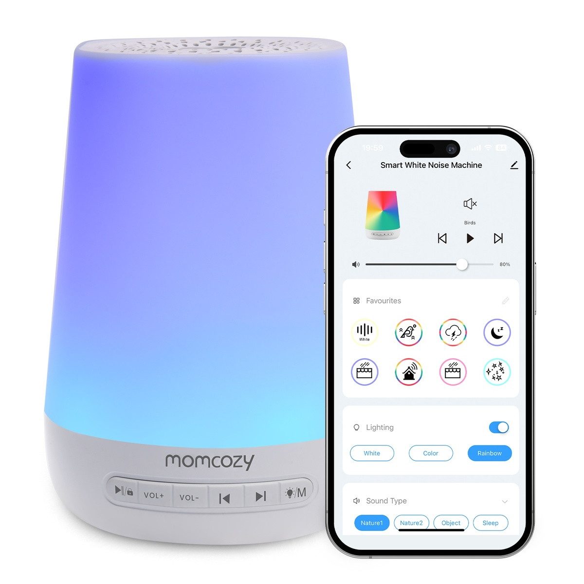 Elektrische Milchpumpe White noise machine with app control