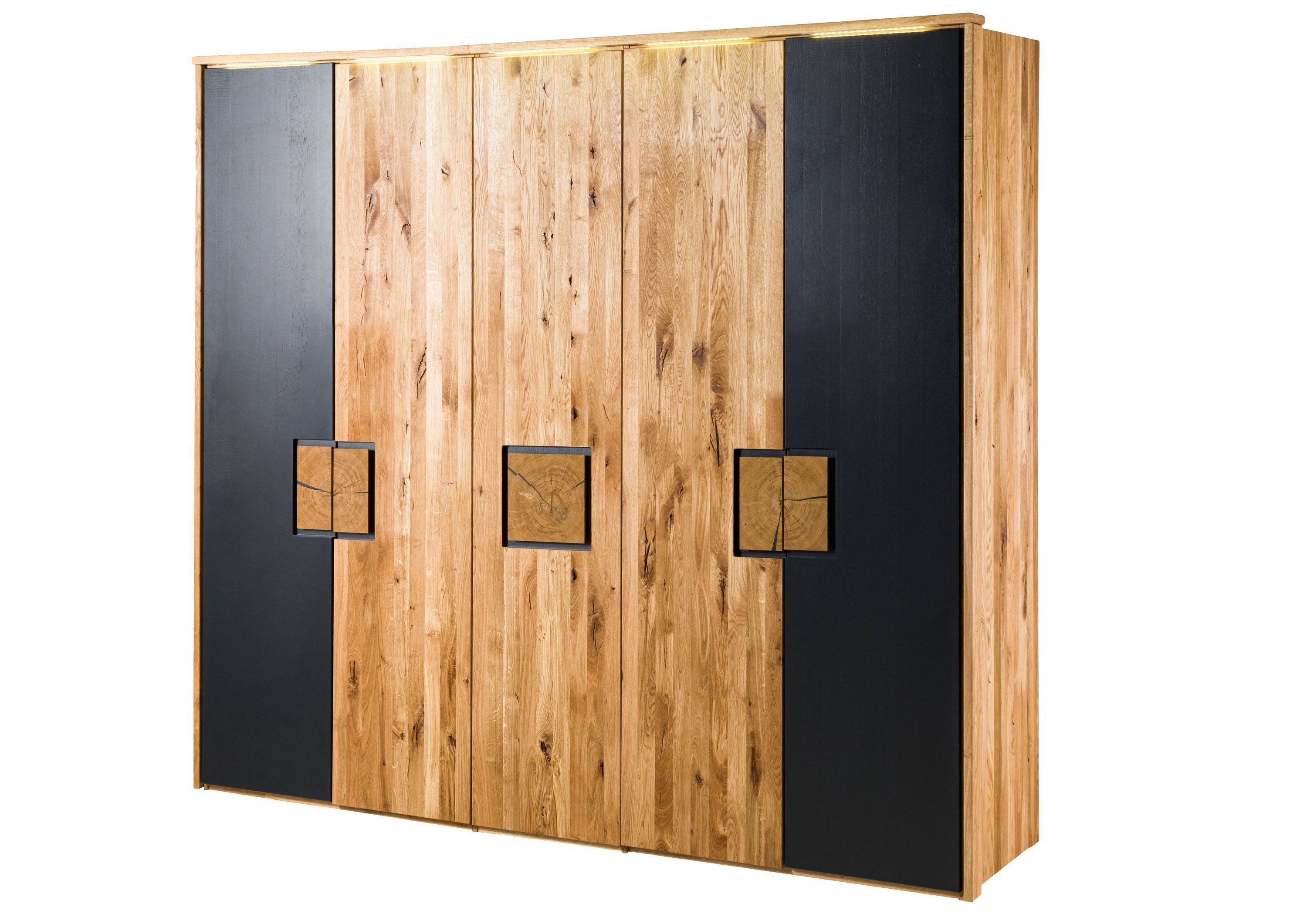 Massivmoebel24 Kleiderschrank KITZBÜHEL (Basic, Wildeiche 241x60x219 natur geölt/lackiert KITZBÜHEL #181) Basic, Wildeiche 241x60x219 natur geölt/lackiert KITZBÜHEL #181