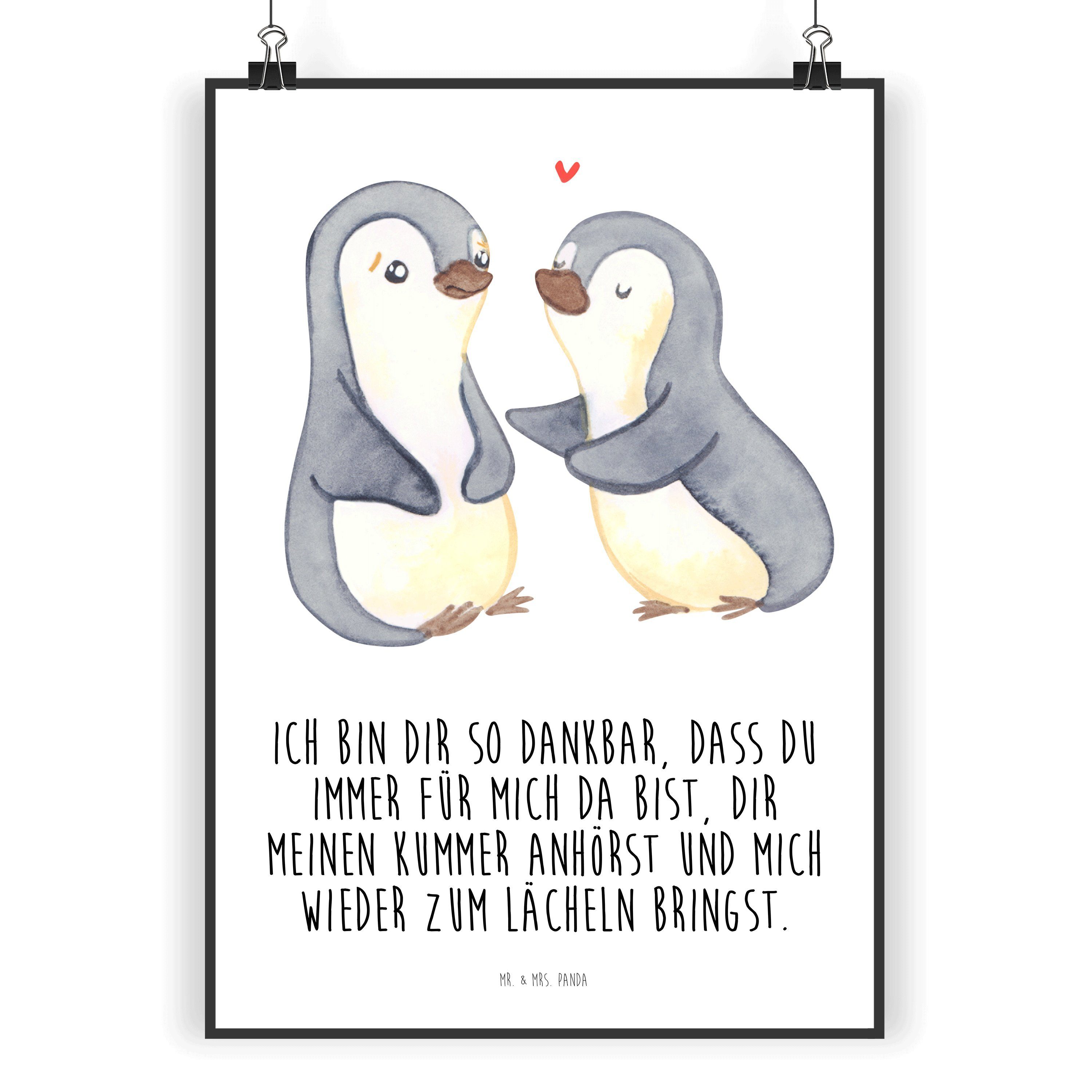Mr. & Mrs. Panda Poster DIN A5 Pinguine trösten Weiß Geschenk