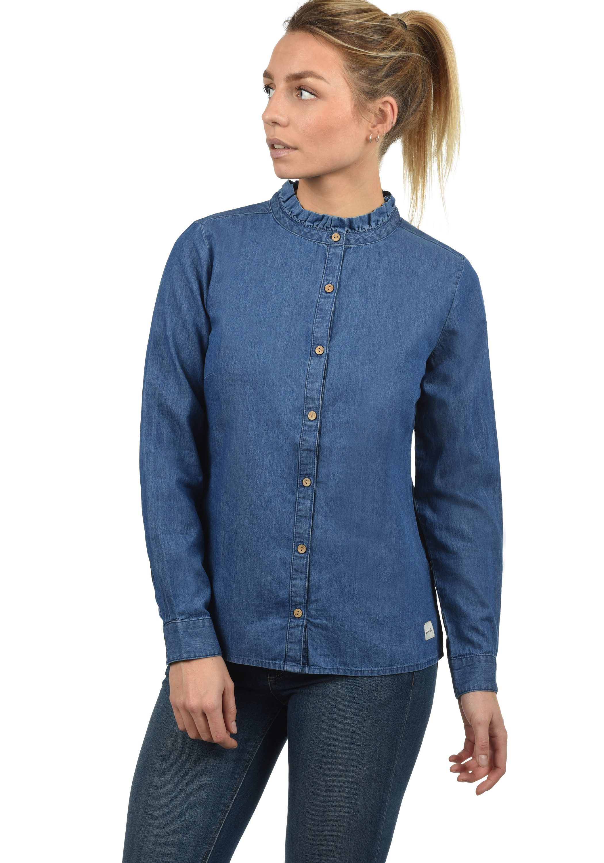 Blend she Jeansbluse Dina Bluse mit Stehkragen