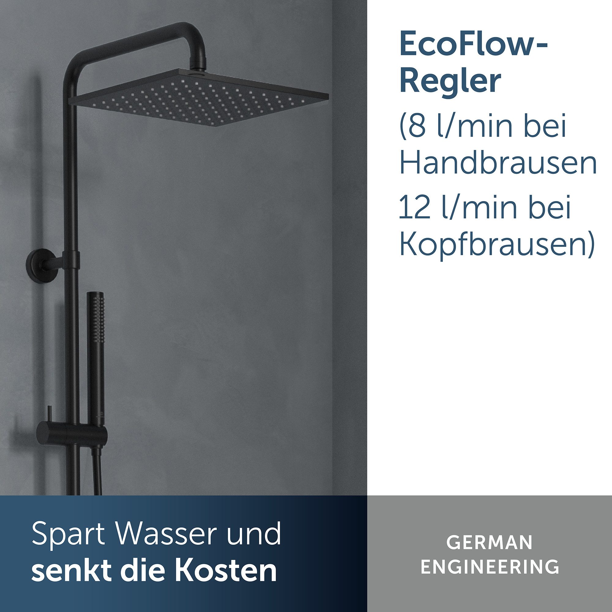 Ideal Standard Duschsystem Tiro, Wasser- & Energiesparend, CoolBody-Technologie, Einfache Reinigung