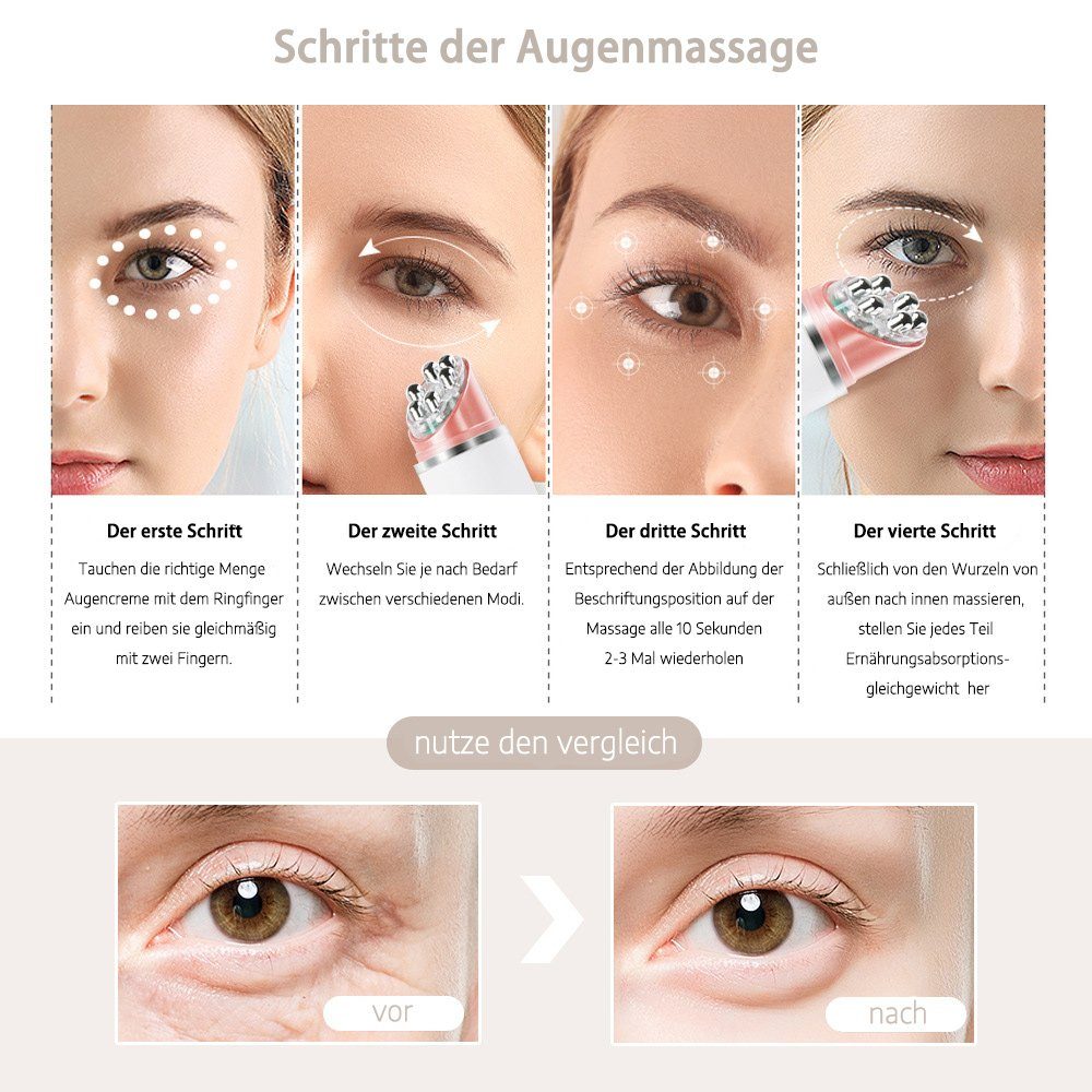 COOL-i ® Anti-Aging-Gerät Augenpflegegerät mit Wärme- & Vibrationstechnologie, Entspannende Augenpflege – kabellos, tragbar, per USB aufladbar