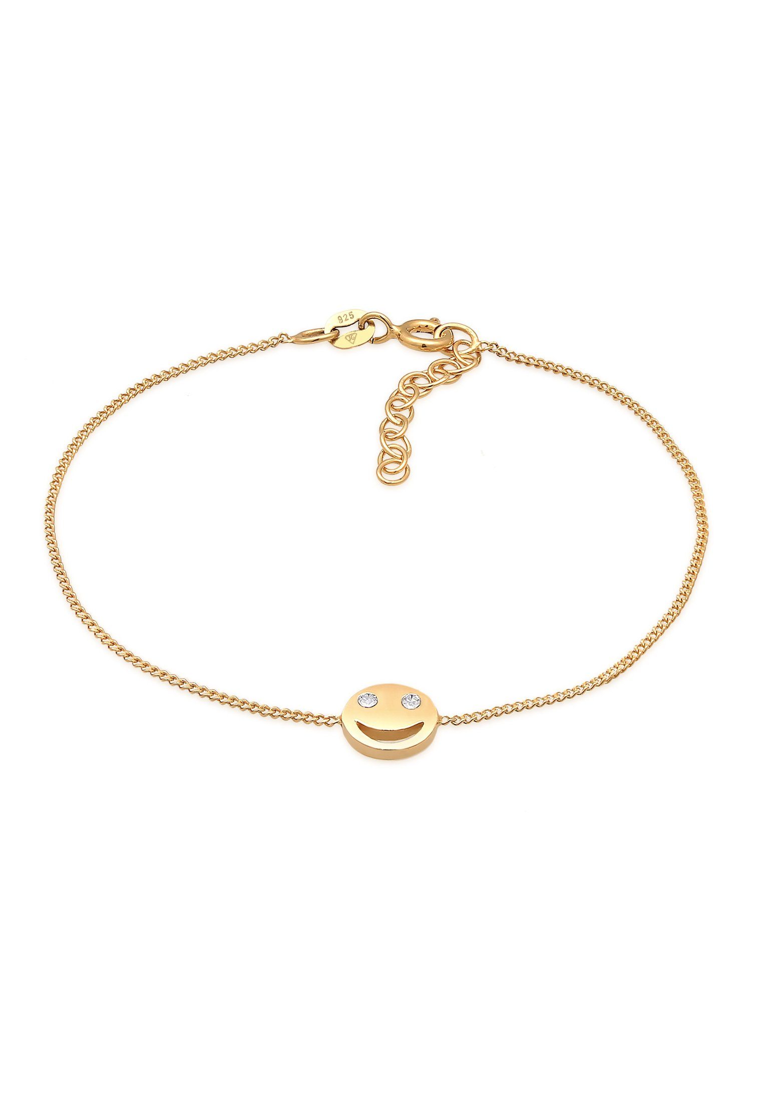Elli Armband mit Smile Face und Kristalle 925 Silber Gold | Armbänder