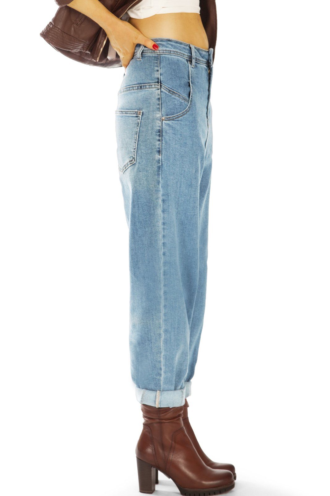 be styled High-waist-Jeans Slouchy Hose - High 5-Pocket-Style - j10e-1 - High-Waist, Jeans Damen Waist Boyfriend Locker Mom