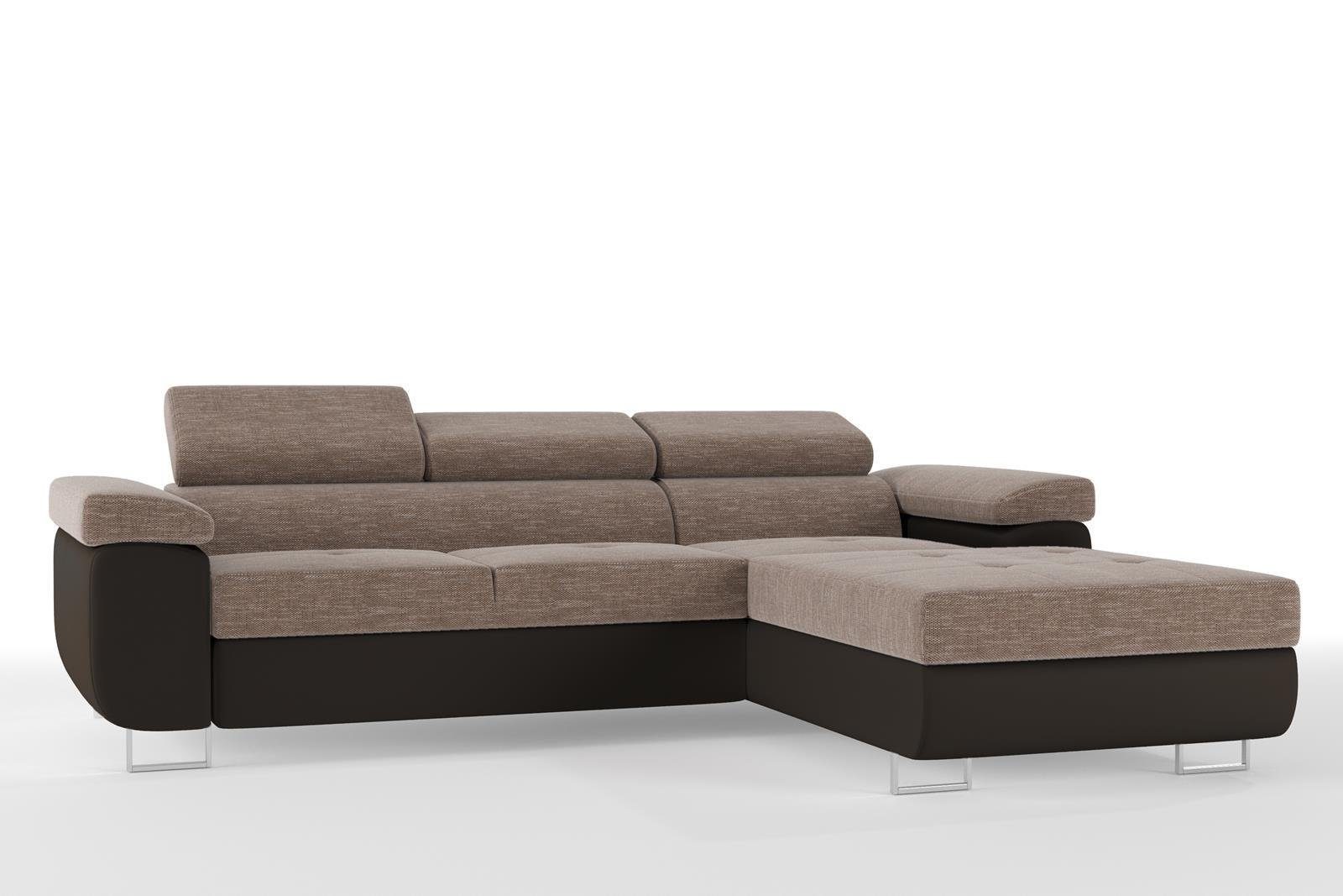 Beautysofa Ecksofa Alons, L-Form Polsterecke, mit Bettfunktion, mit Bettkasten, Wellenunterfederung