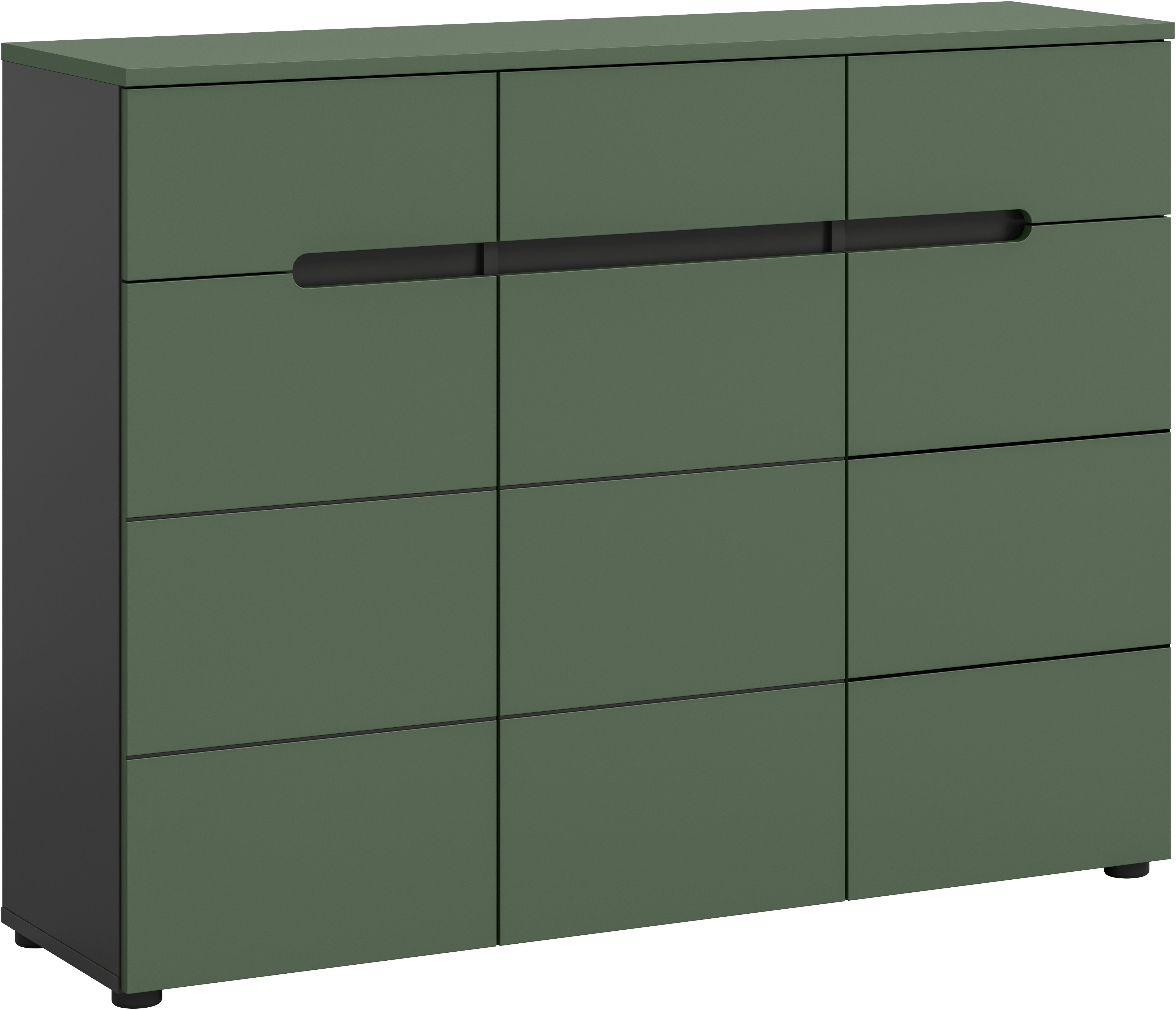 Home affaire Garderobenschrank REHAT, TOPSELLER!, Breite 120 cm, 3 Türen, 3 Schubkästen, 12 Fächer (1-St., in verschiedenen Farben erhältlich, Platz für ca. 24 Paar Schuhe) Schuhschrank, Kommode, Schuhkommode, Anrichte, Sideboard