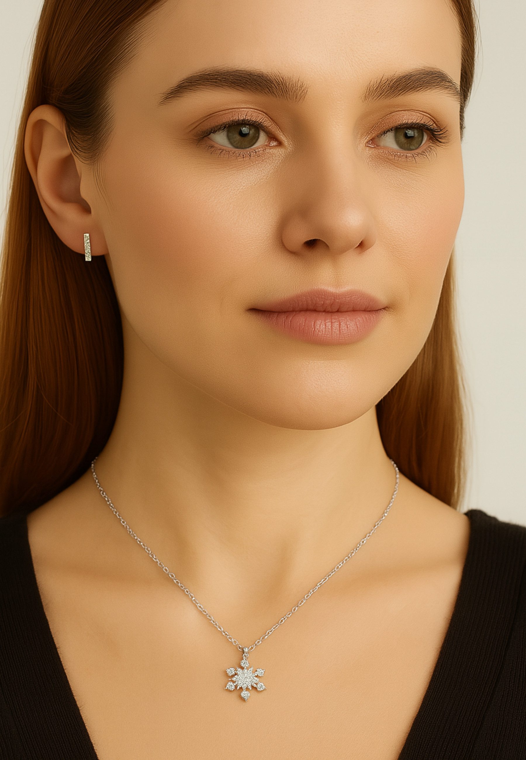 S&T Design Silberkette Damen 925 Silber Halskette Schneeflocke Anhänger (Ge günstig online kaufen