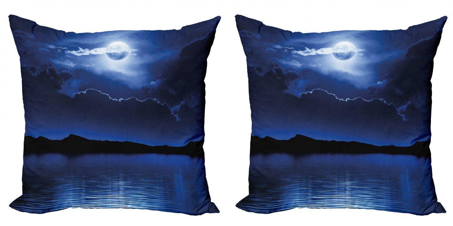 Nacht Fantasie-Mond Kissenbezüge Doppelseitiger Ruhiges Modern Abakuhaus Accent Digitaldruck, Wasser Stück), (2
